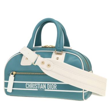 Dior Bowling handbag micro in blue and white leather1:1High-quality replica