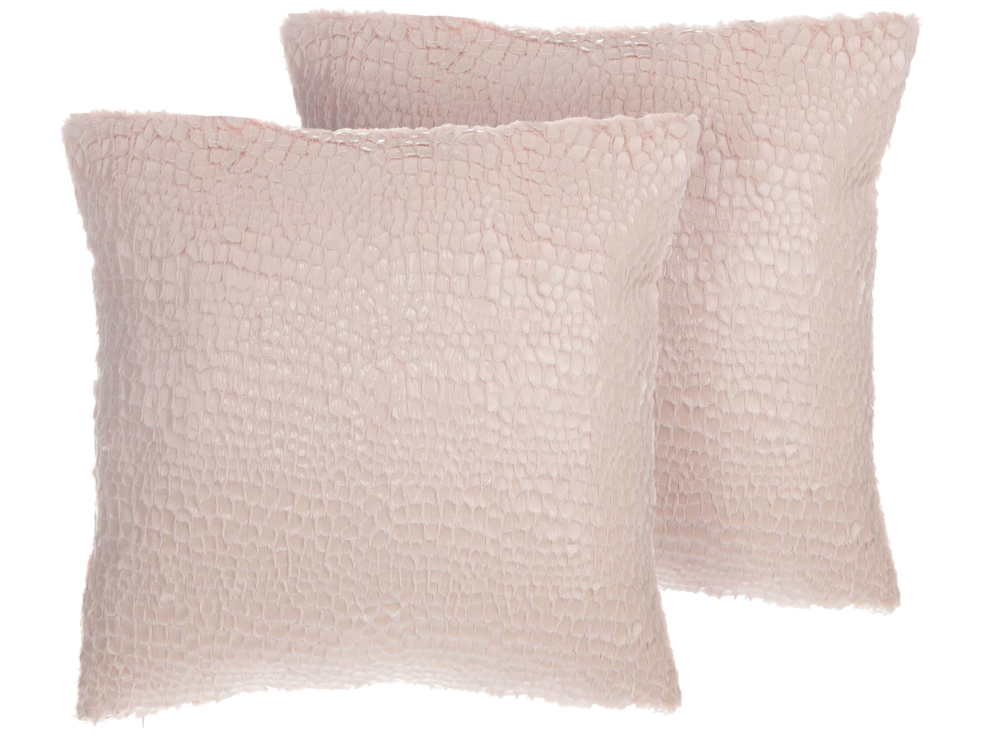 Set of 2 Decorative Cushions PEONY 45 x 45 cm Pink Solid