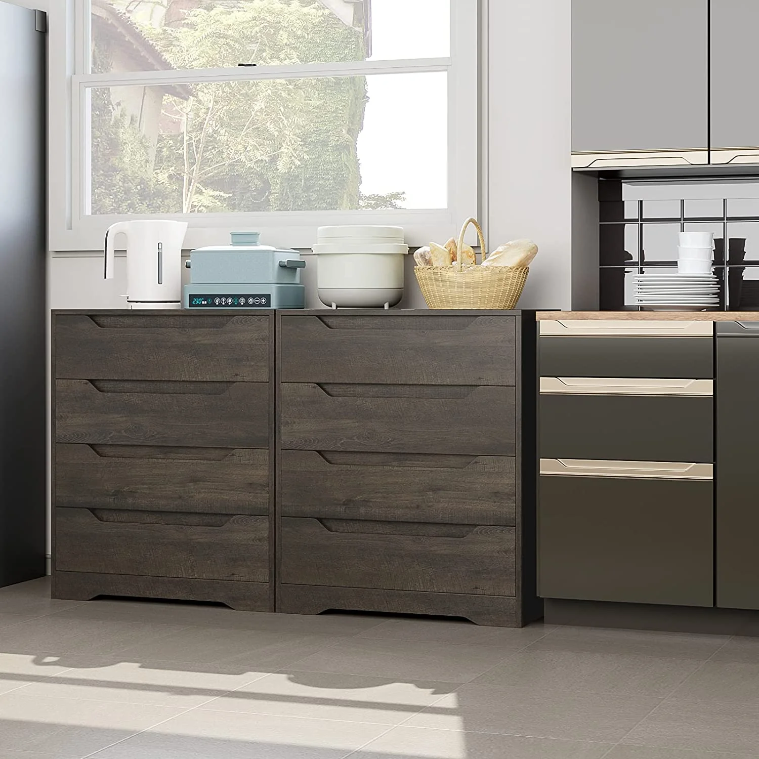 Homfa 4 Large Drawers Dresser, Modern Wood Chest of Drawers for Bedroom Hallway Living Room, White - Image 17