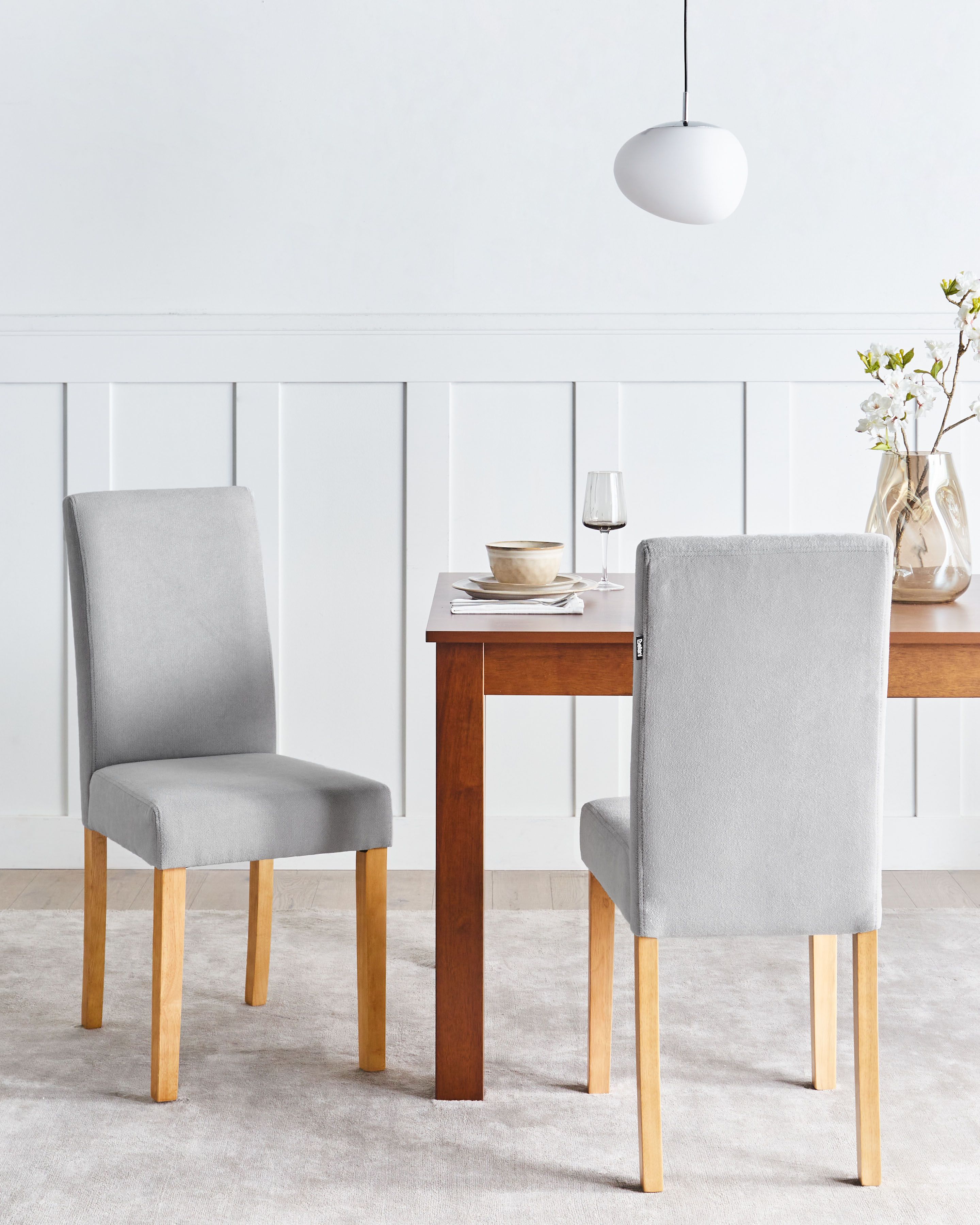 Set of 2 Dining Chairs BROADWAY Fabric Dark Grey