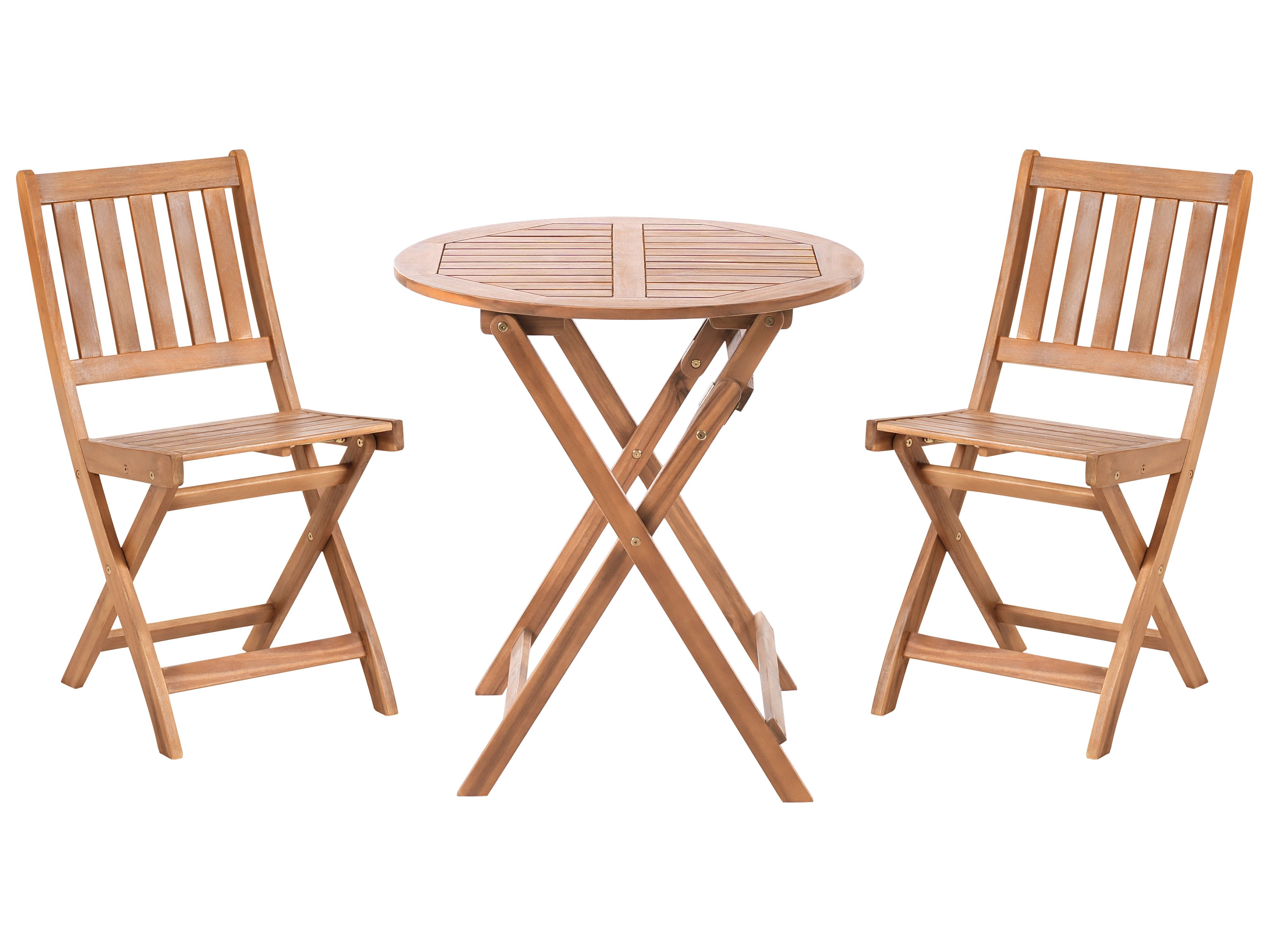 Bistro Set Folding FEBBIO Certified Acacia Wood Brown