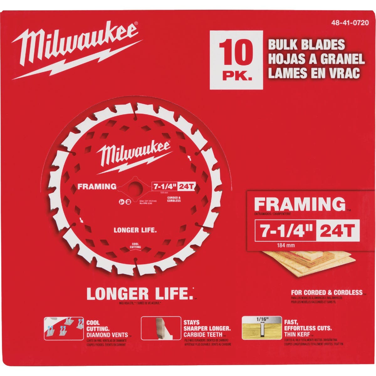 Milwaukee 7-1/4 In. 24-Tooth Framing Circular Saw Blade, Bulk