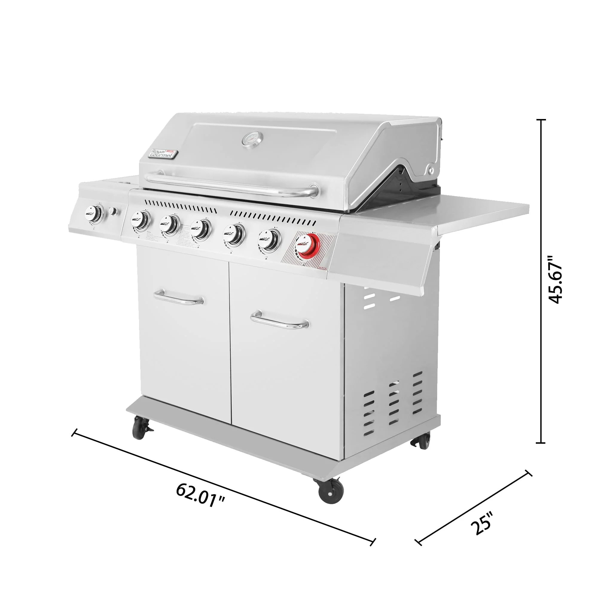 Stainless Steel 6-Burner Gas Grill - 74,000 BTU With Sear And Side Burner - Image 6 Stainless Steel 6-Burner Gas Grill - 74,000 BTU With Sear And Side Burner - Image 6