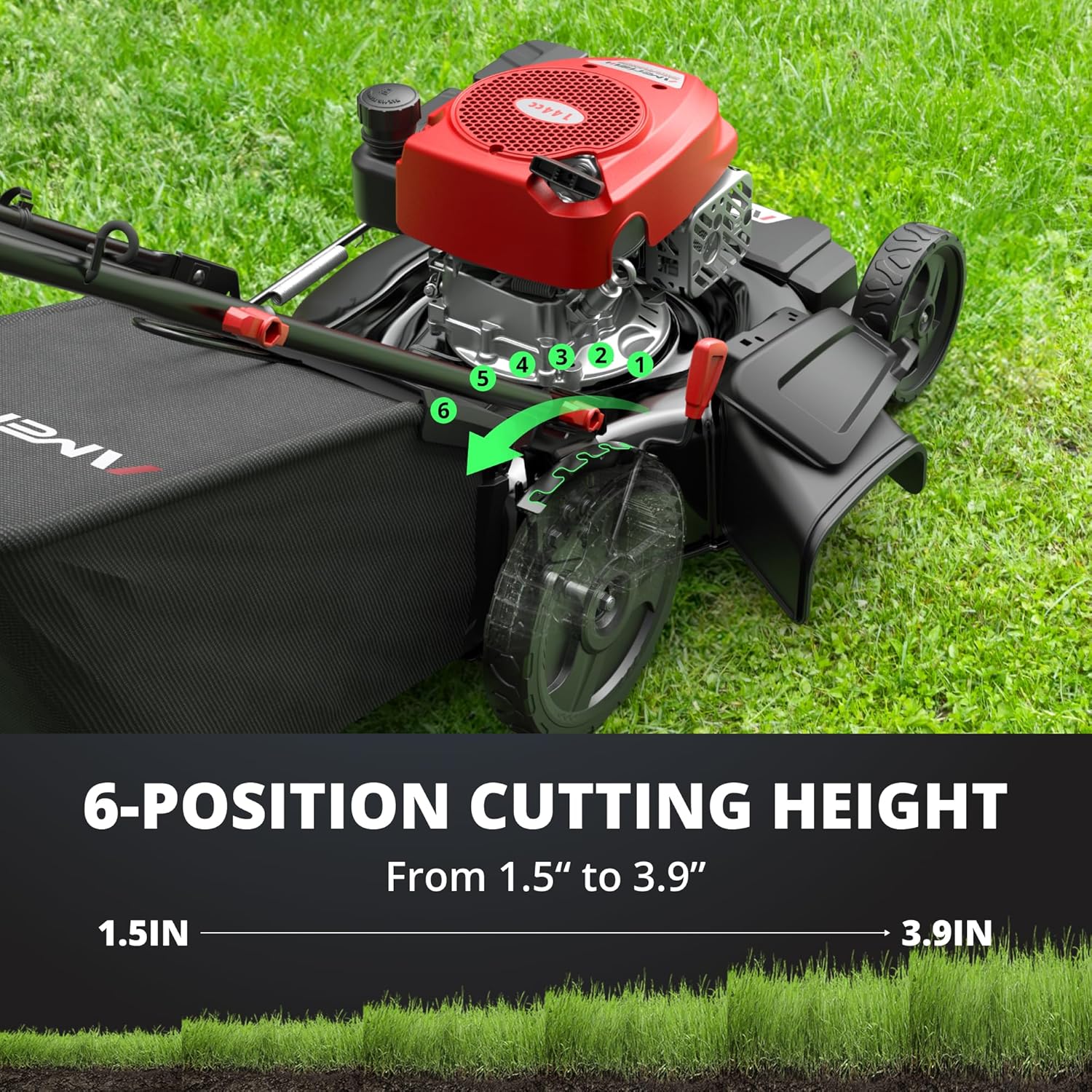 AMERISUN 21 Inch Steel Deck Gas Push Lawn Mower, 144cc 4-Stroke Engine, 3-in-1 - 144cc 3in1 Push - Image 4 AMERISUN 21 Inch Steel Deck Gas Push Lawn Mower, 144cc 4-Stroke Engine, 3-in-1 - 144cc 3in1 Push - Image 4