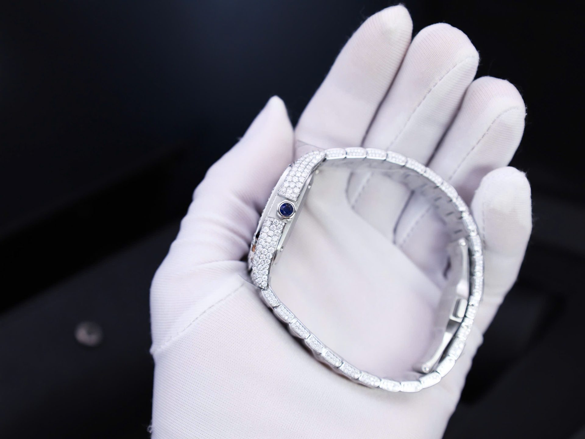 Cartier Santos Custom With Full Diamond Moissanite Hong Kong 35mm - Top club