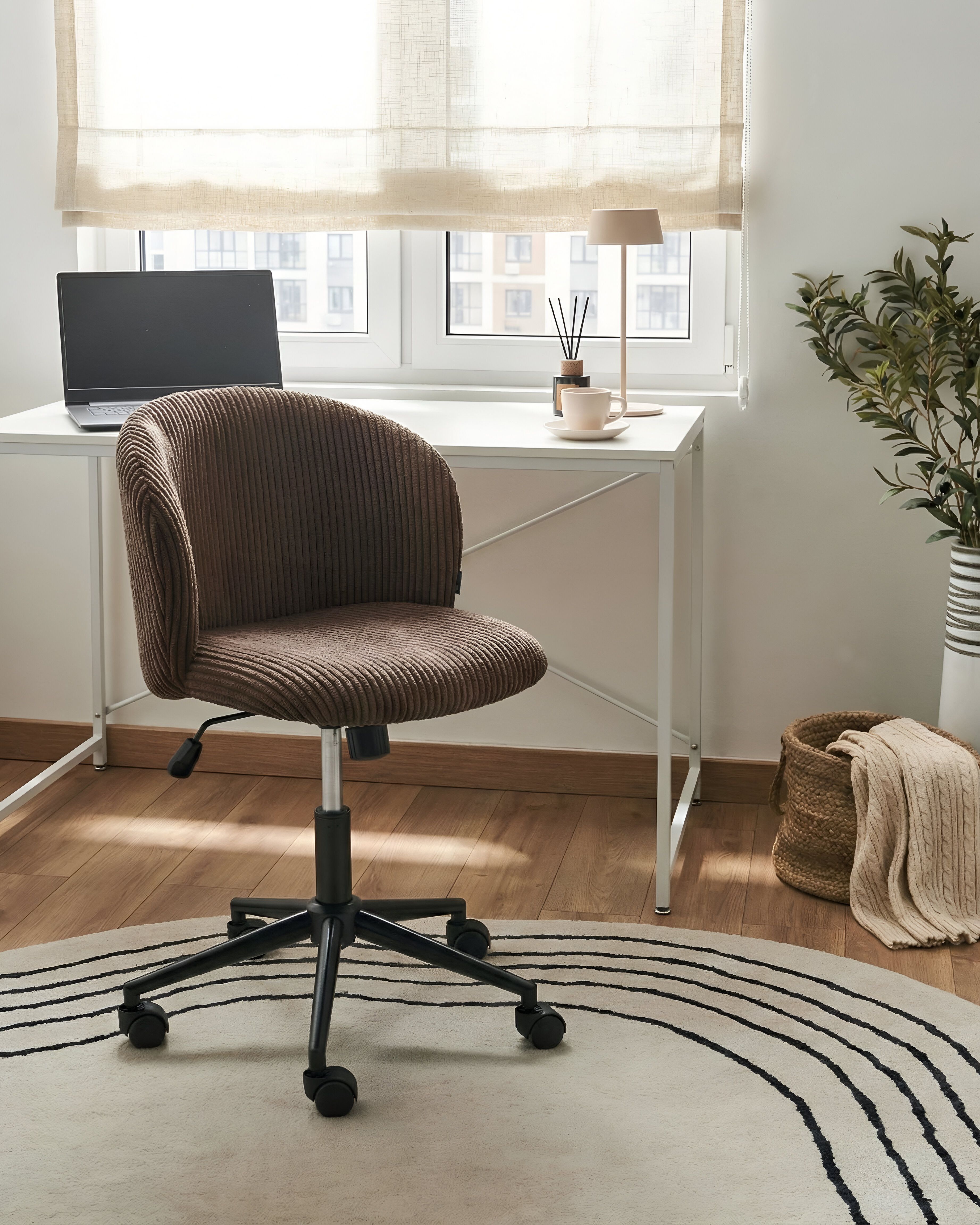 Office Chair MILES Corduroy Dark Brown