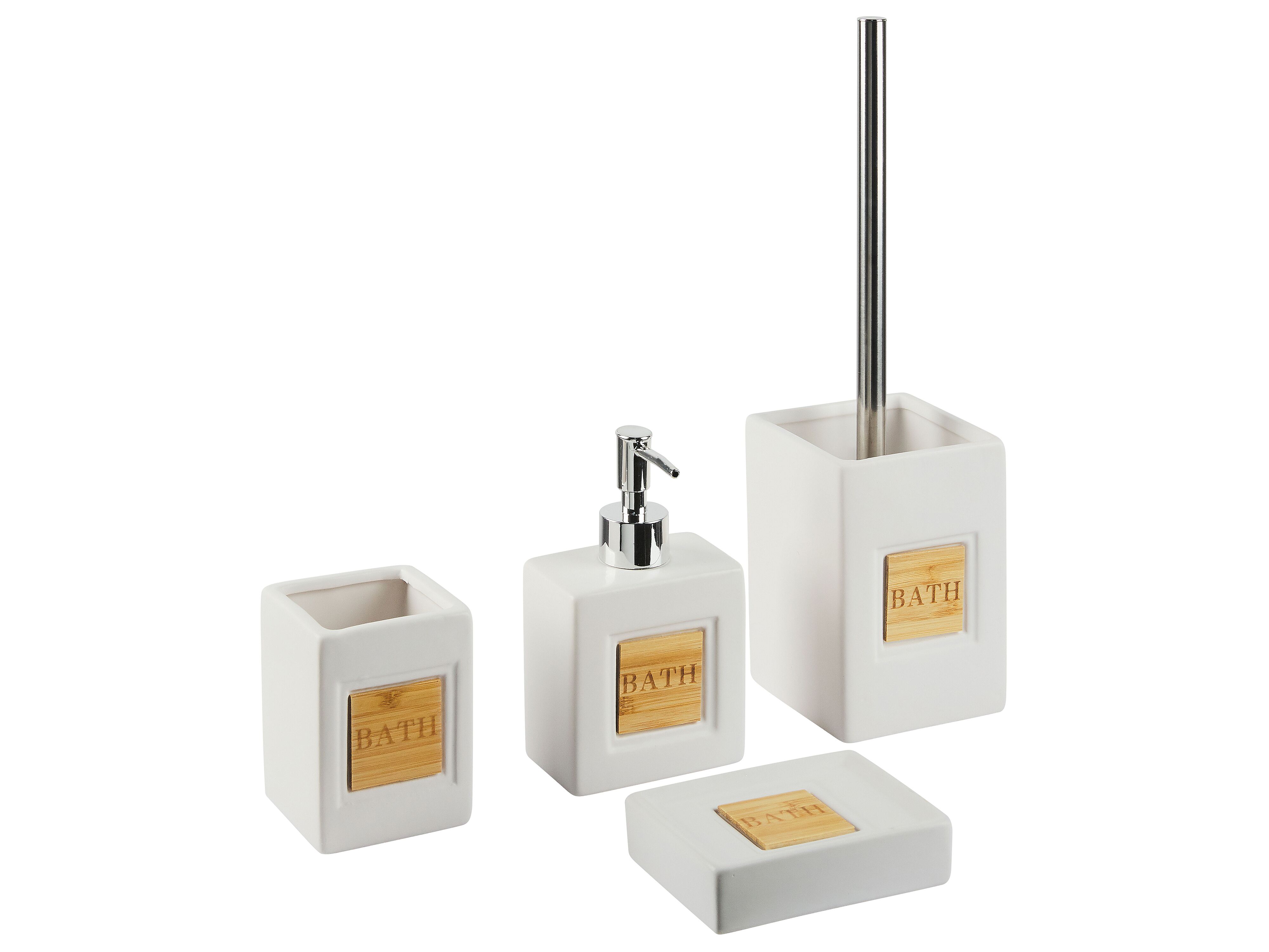 4-Piece Bathroom Accessories Set KOUROU Ceramic Beige
