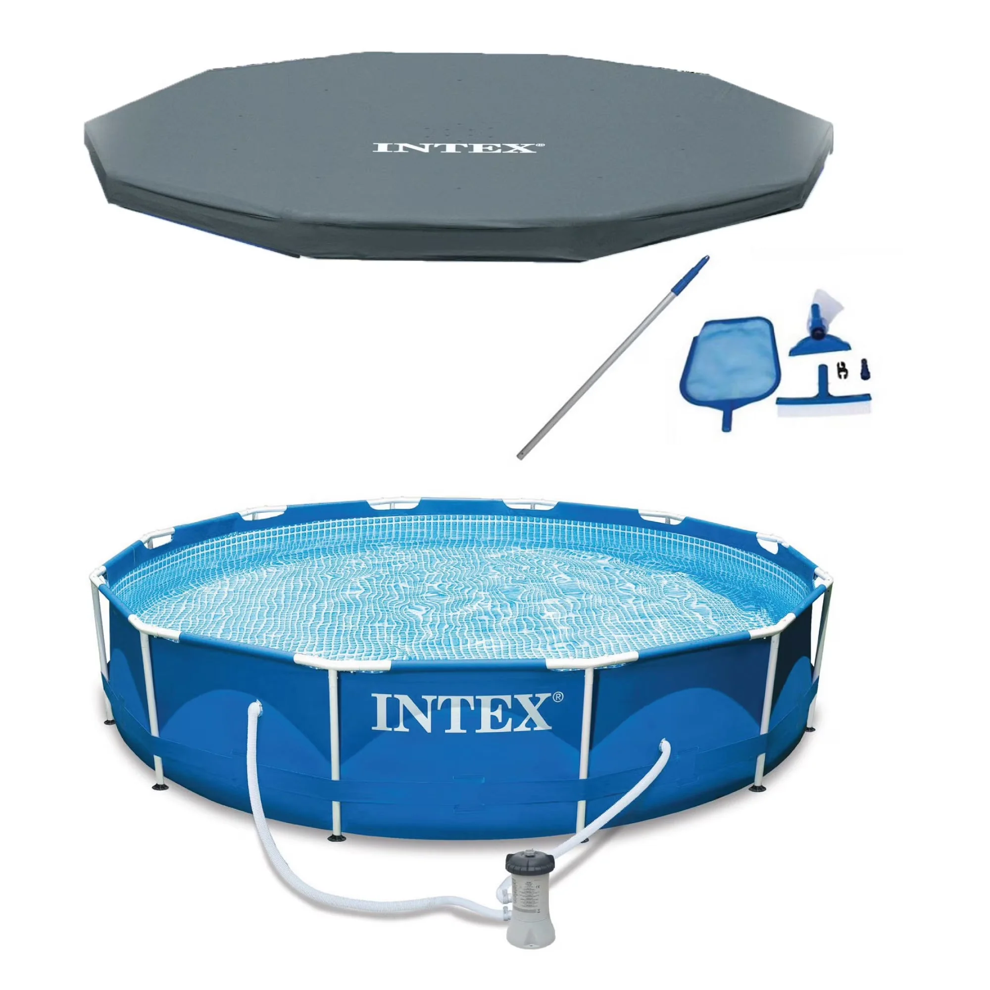Intex Metal Frame Above Ground Swimming Pool With Filter And Cover, 12 Ft x 30 Inches - 28211EH - Image 3 Intex Metal Frame Above Ground Swimming Pool With Filter And Cover, 12 Ft x 30 Inches - 28211EH - Image 3