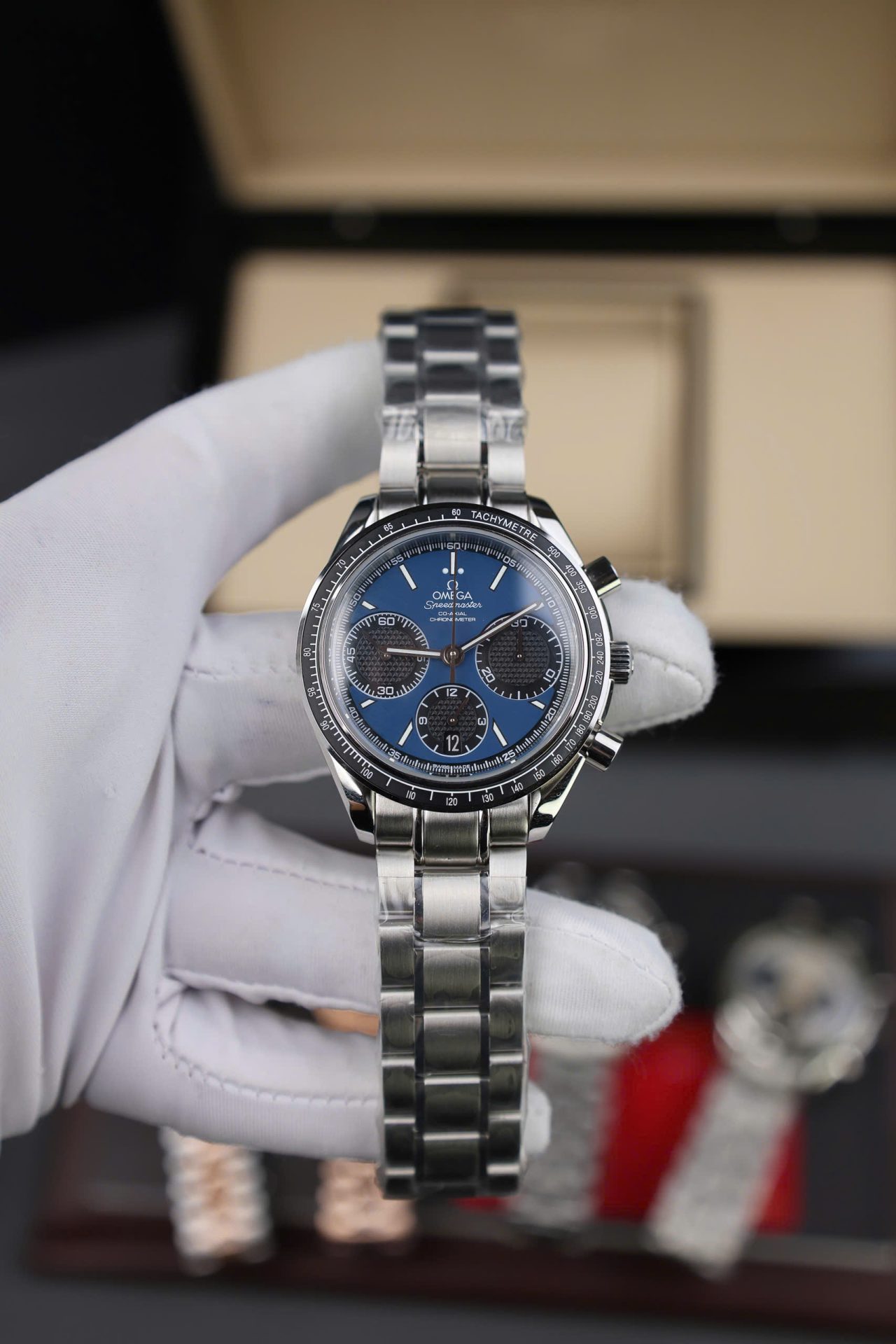 Omega Speedmaster Replica Watch Racing Chronograph Dial Blue 40mm - Elite Watch Atelier