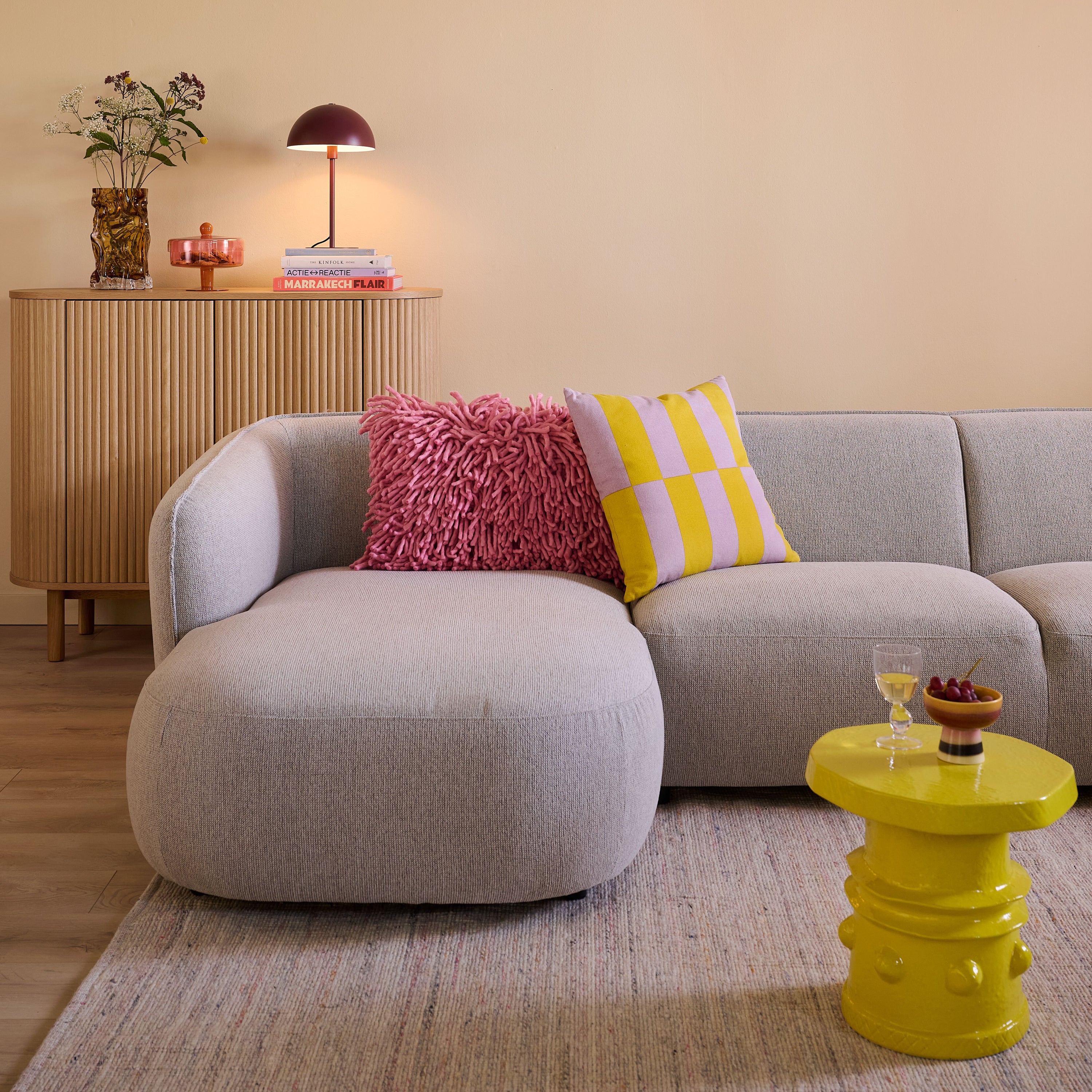 Blokker Soft Hoekbank met Chaise Longue Links - Naturel Melange
