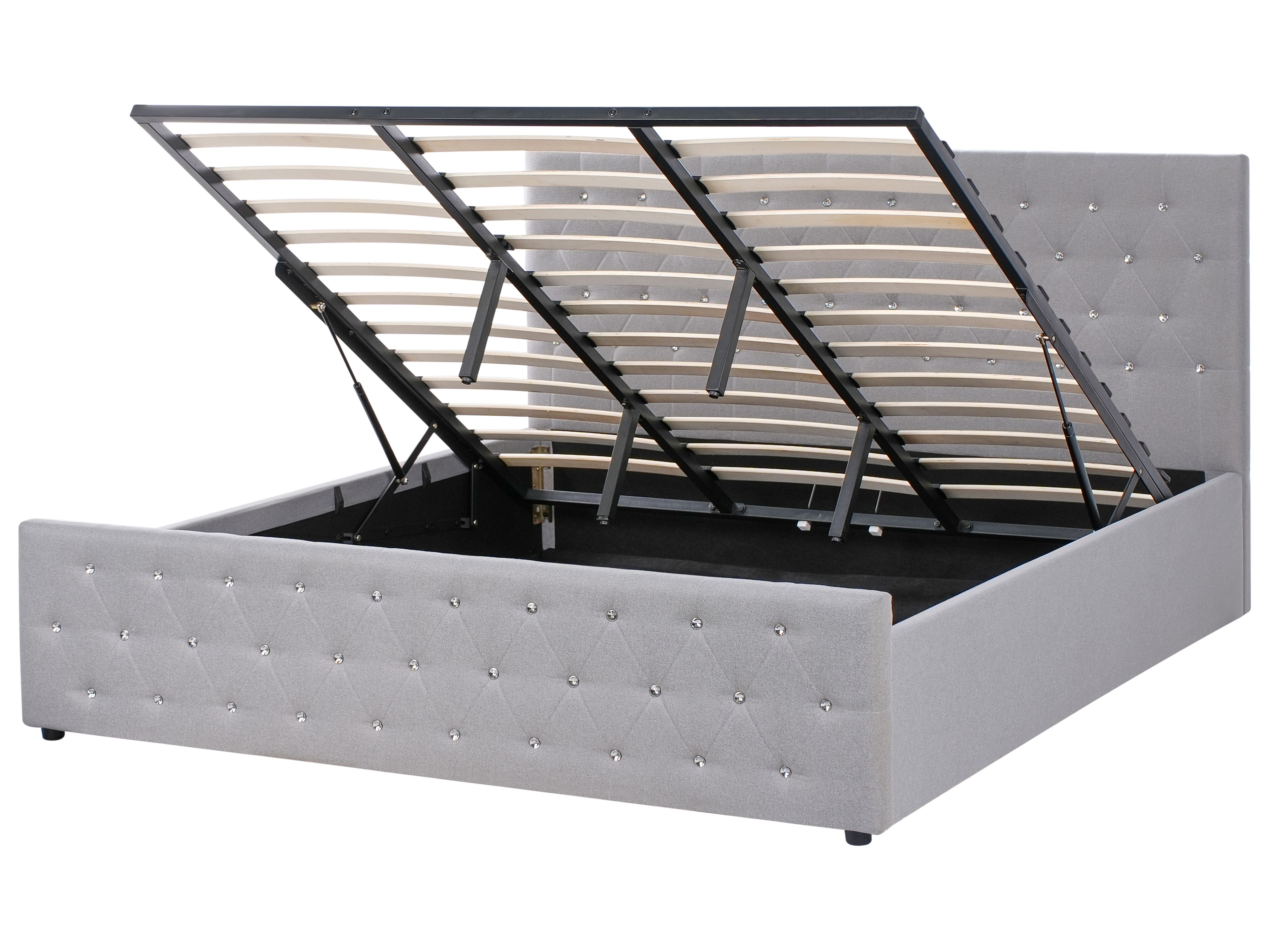 Ottoman Bed Fabric AMIENS 180 x 200 cm (EU Super King) Light Grey