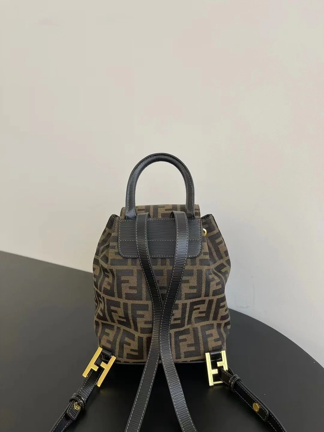 Elegant Fendi Mini Backpack With Iconic FF Pattern And Gold - Tone Hardware 185 - Replicaclubs