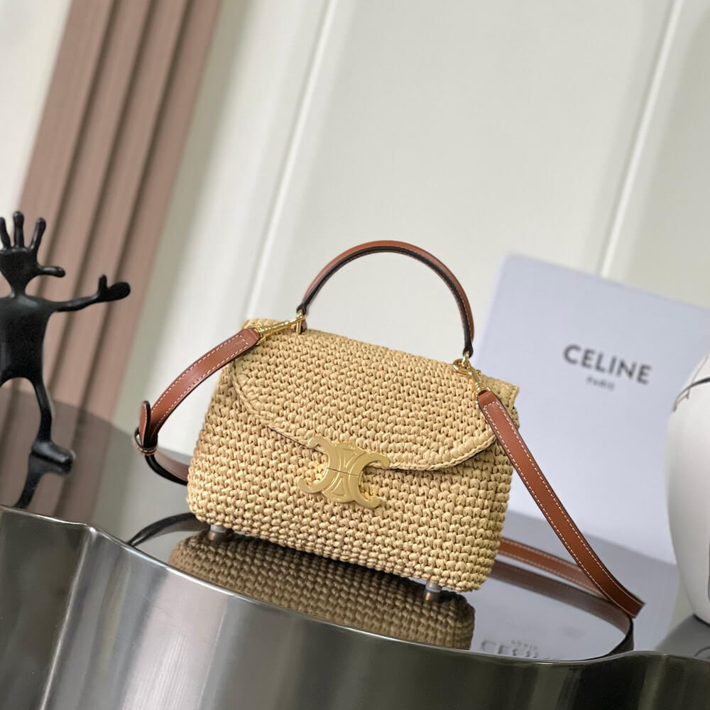 CELINE TEEN NINO BAG IN Raffia and calfskin(HIGH-END GRADE)1:1High-quality replica
