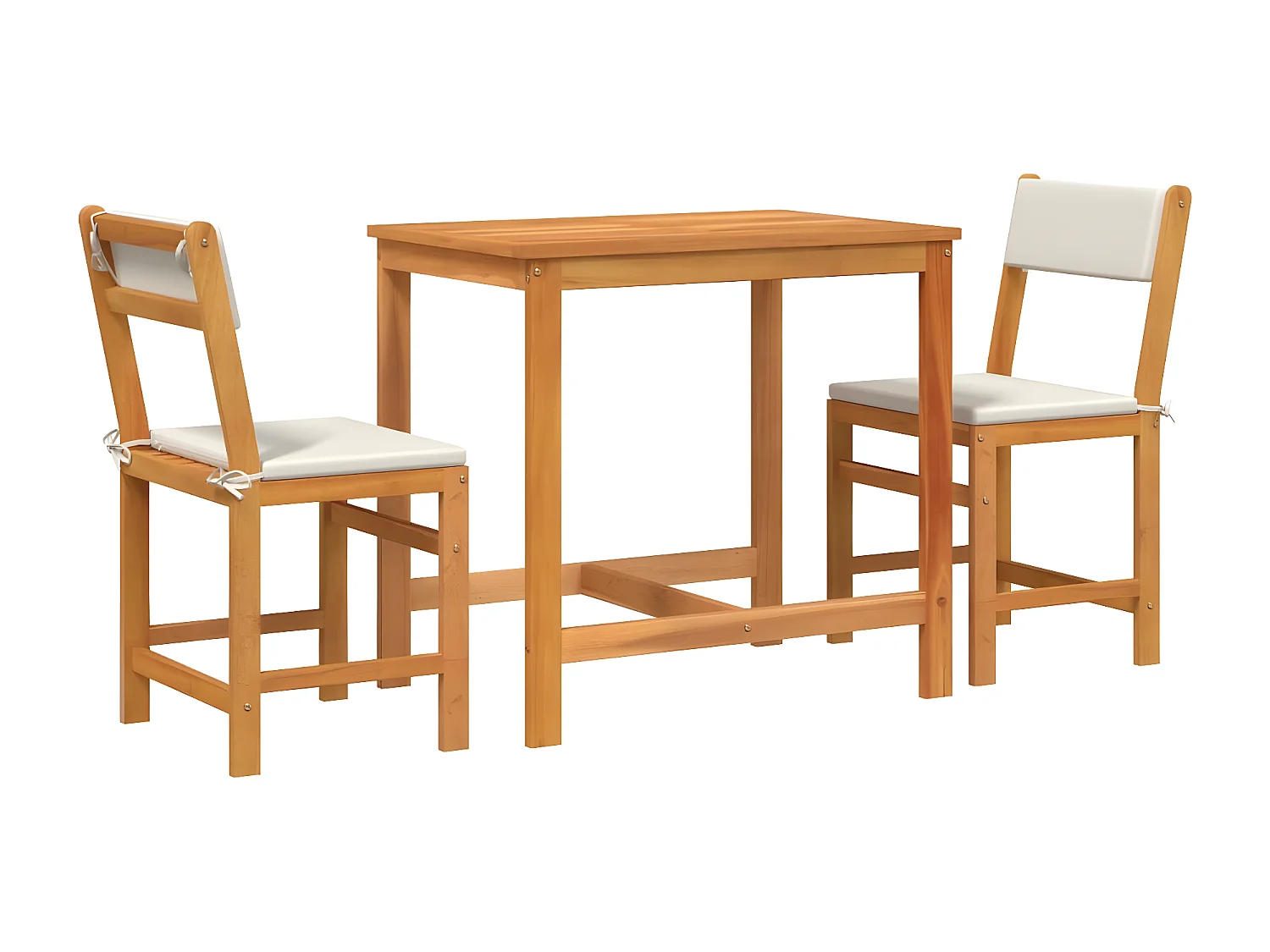 Ensemble de balcon avec coussins 3 pièces bois massif d'acacia