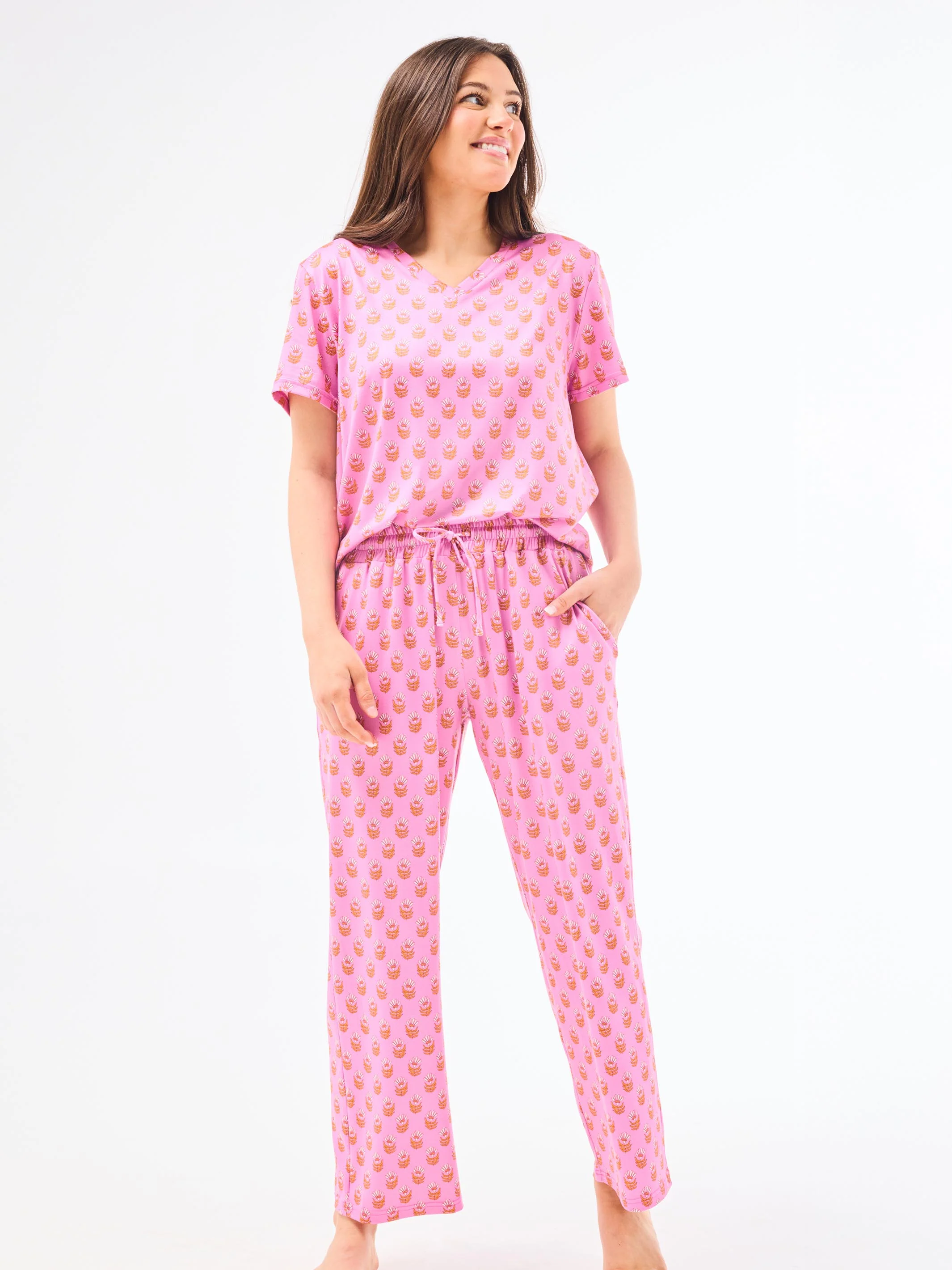Women's Alli Pants Set | Floral Foulard Pink