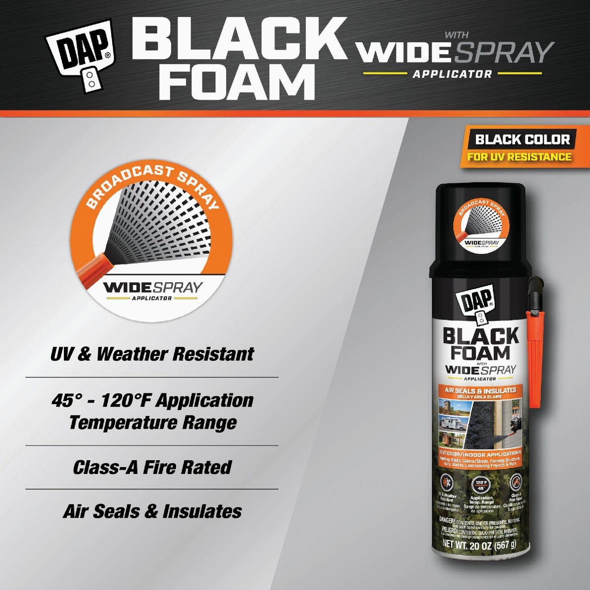 DAP 20 Oz. Black Insulating Foam with Widespray Applicator
