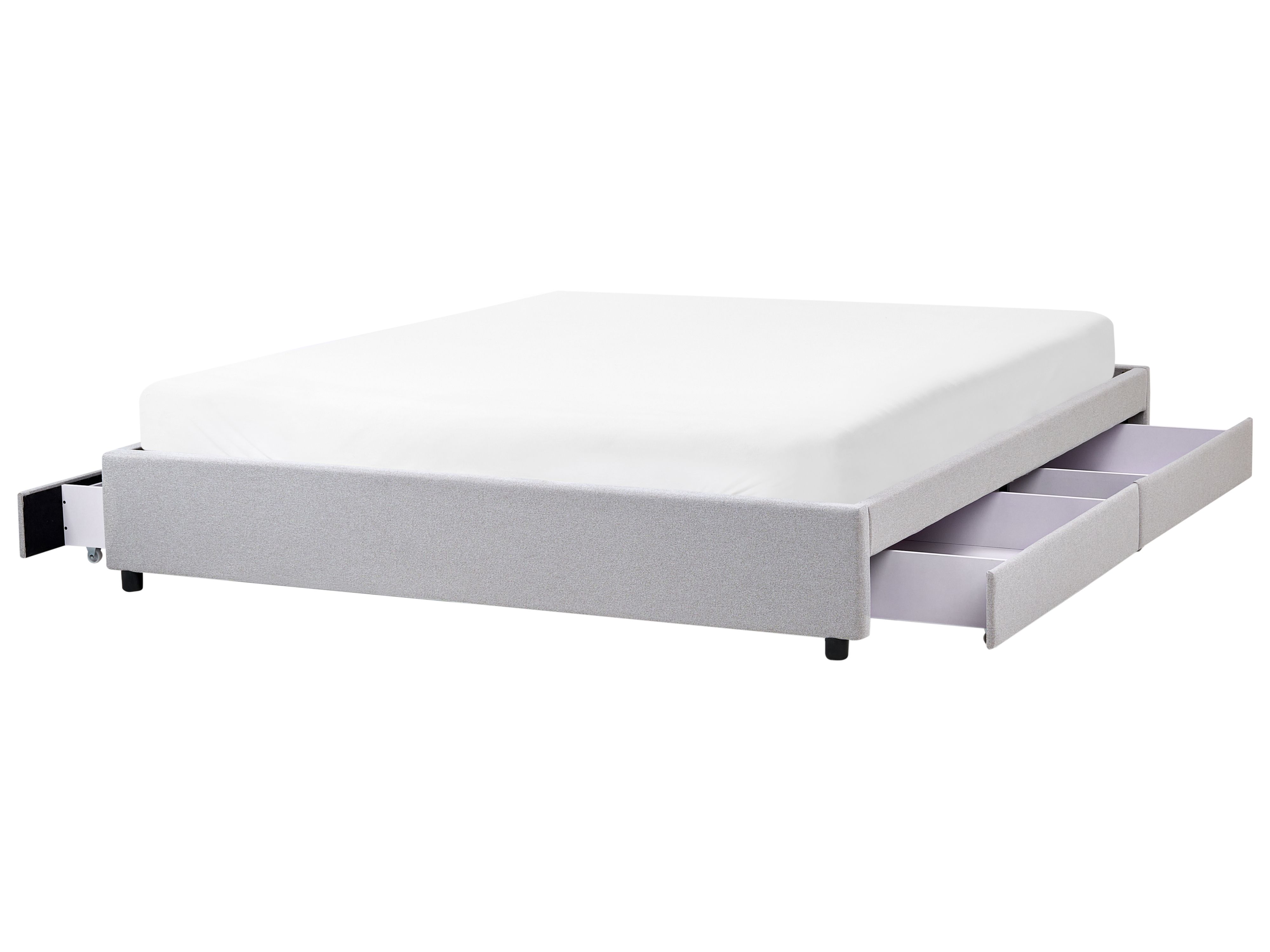 Bed with Storage Drawers without Headboard Fabric PRADES 180 x 200 cm (EU Super King) Light Grey