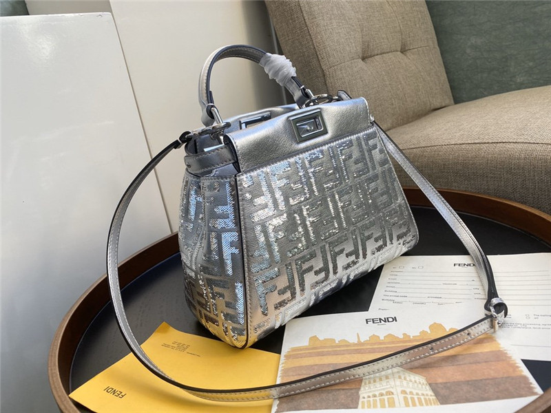 Fendi peekaboo mini silver Shoulder Bag - Replicaclubs
