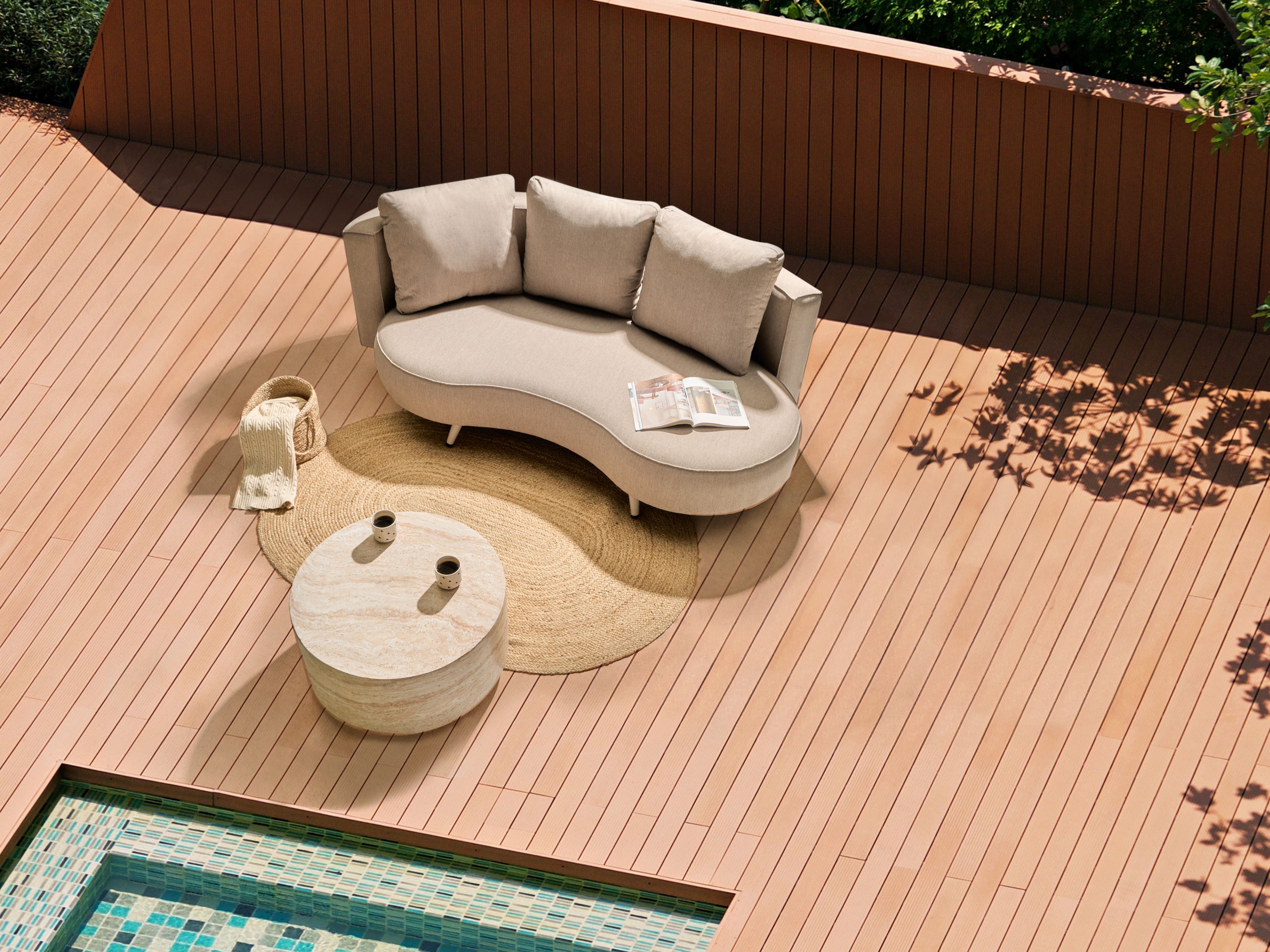 Garden Sofa 3 Seater PARORI Left Hand Beige