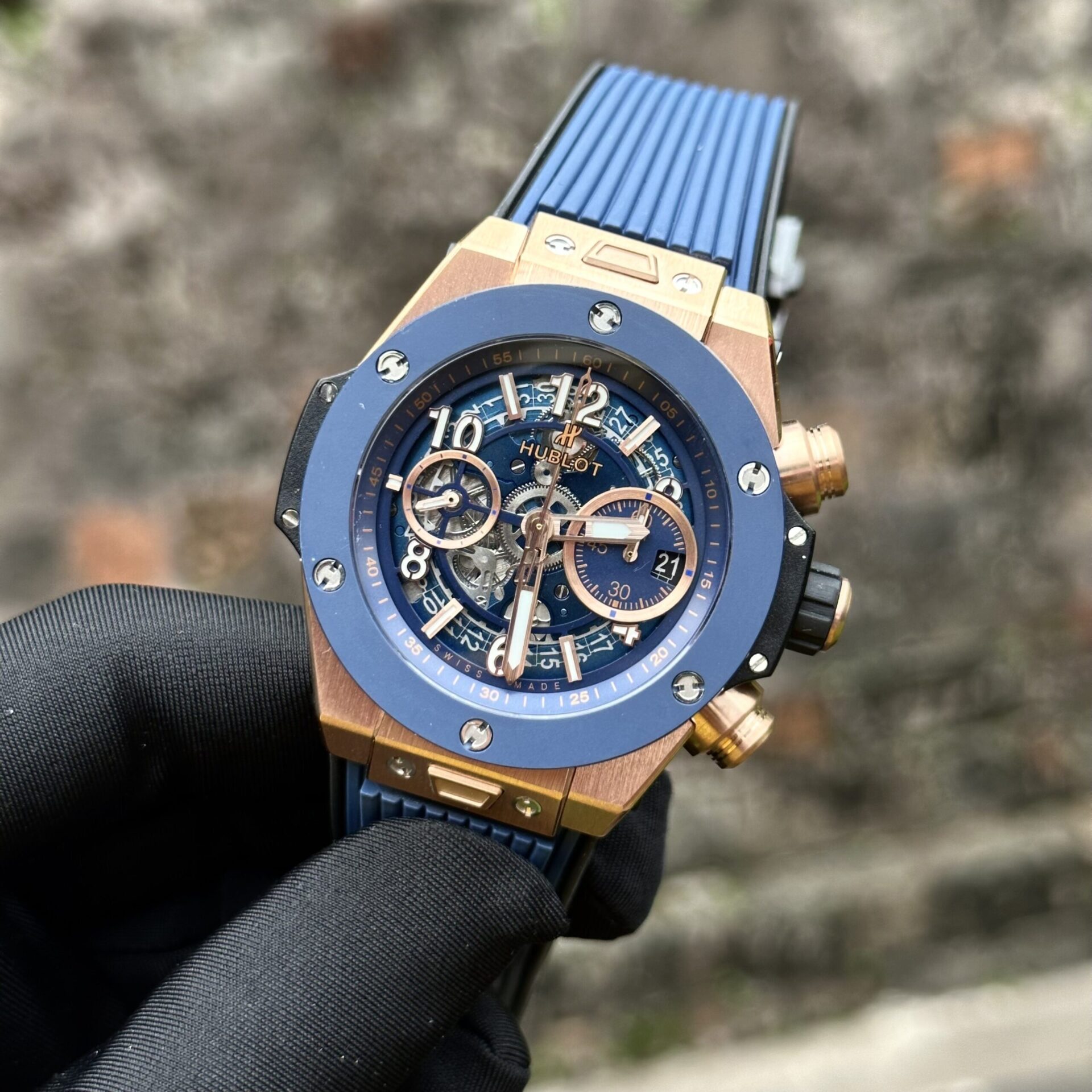 Hublot Replica Watch Big Bang Unico King Gold Blue Ceramic Benzel 44mm - Top club