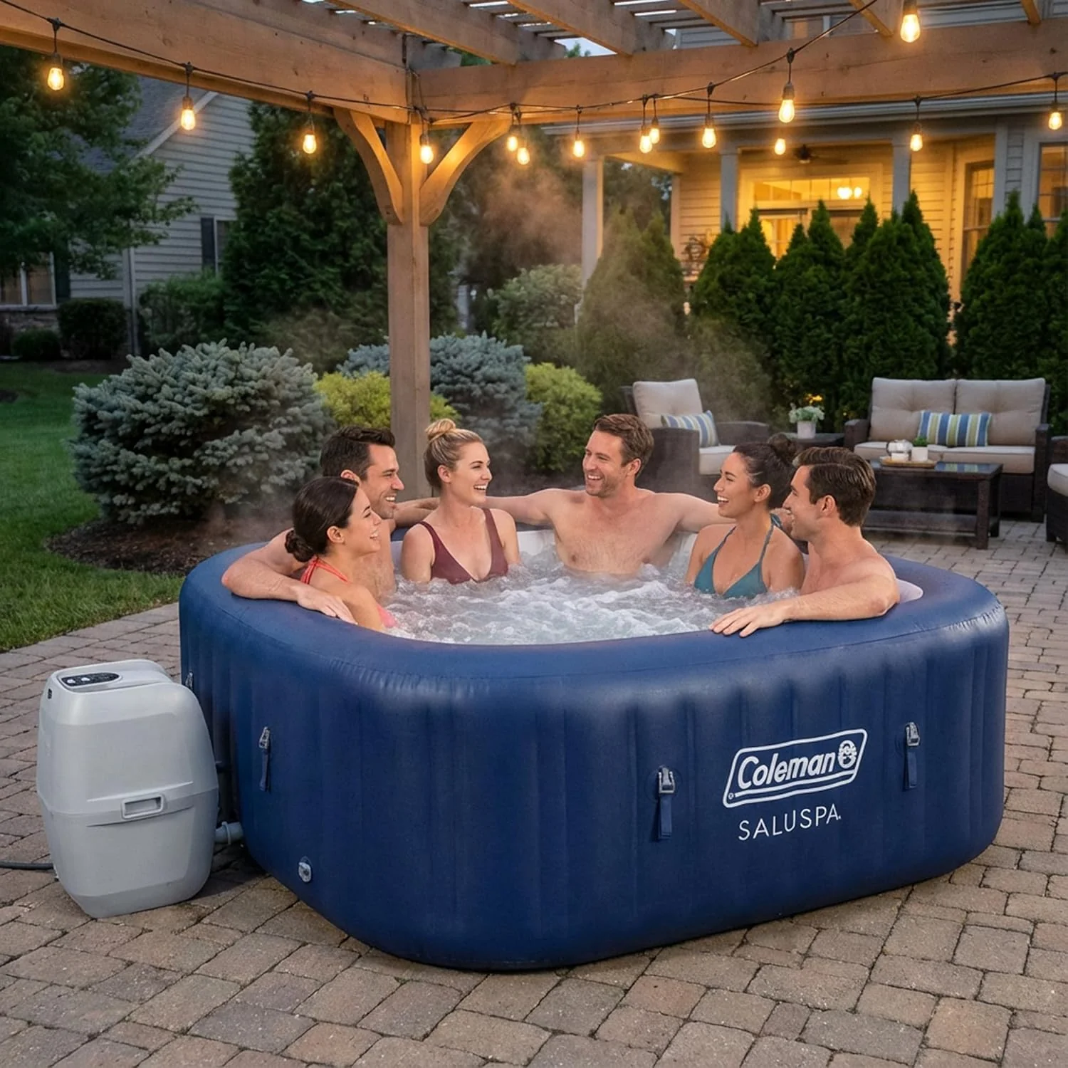 Coleman SaluSpa Atlantis AirJet Inflatable Hot Tub, 4 to 6 Person, 140 Air Jets, 71 x 28 in - Image 2 Coleman SaluSpa Atlantis AirJet Inflatable Hot Tub, 4 to 6 Person, 140 Air Jets, 71 x 28 in - Image 2