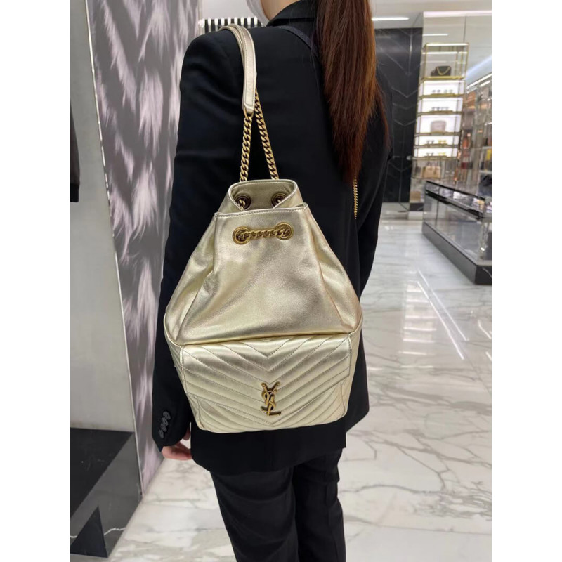 Replica Ysl Saint Laurent Joe Backpack 672609 In Champagne Gold Lambskin1:1High-quality replica