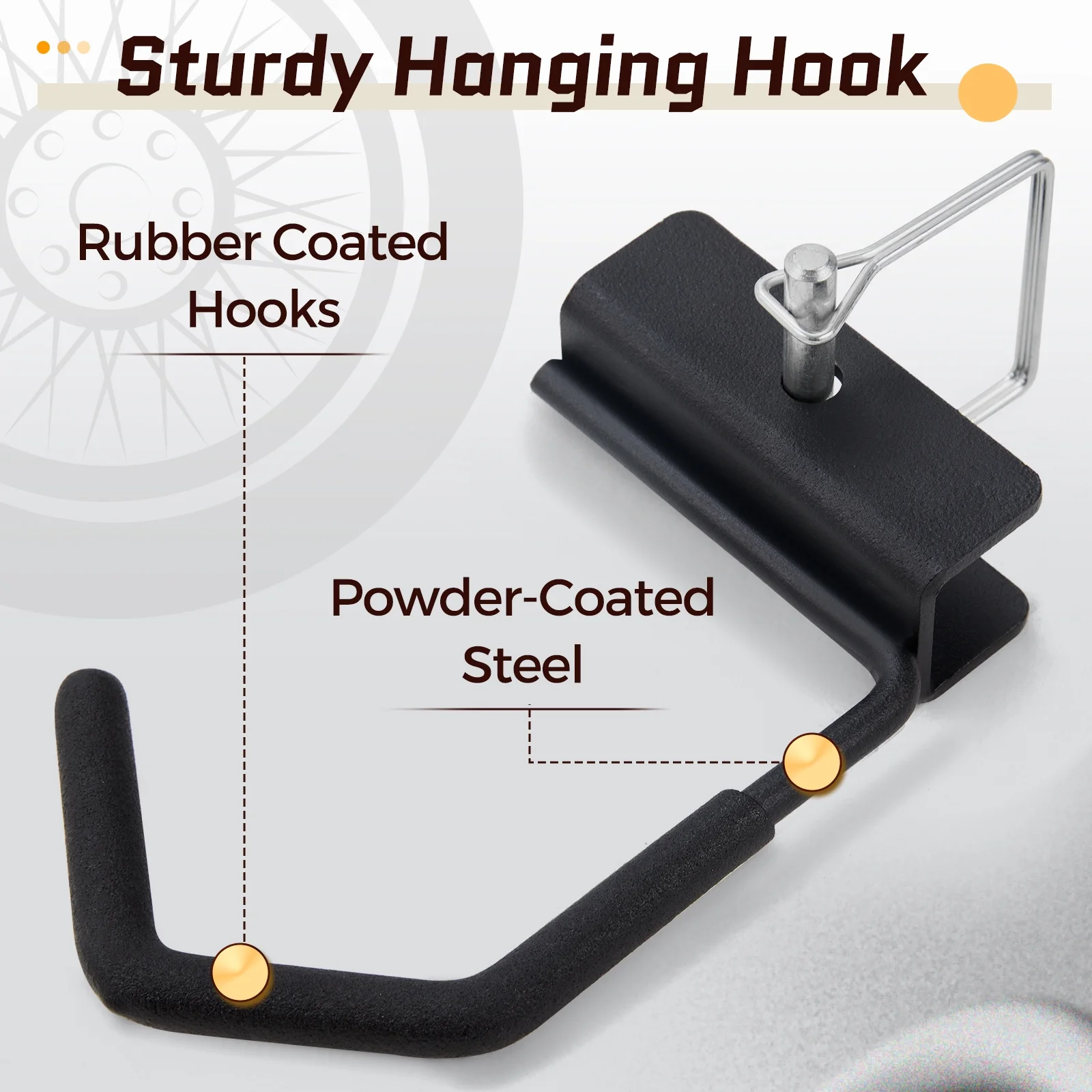 Danrelax Freestanding Bike Storage Rack, 300 lbs 5 Bikes Capacity, Vertical Bike Rack for Garage, Adjustable Hooks, Indoor Bicycle Storage Stand for Home, Black - Image 5
