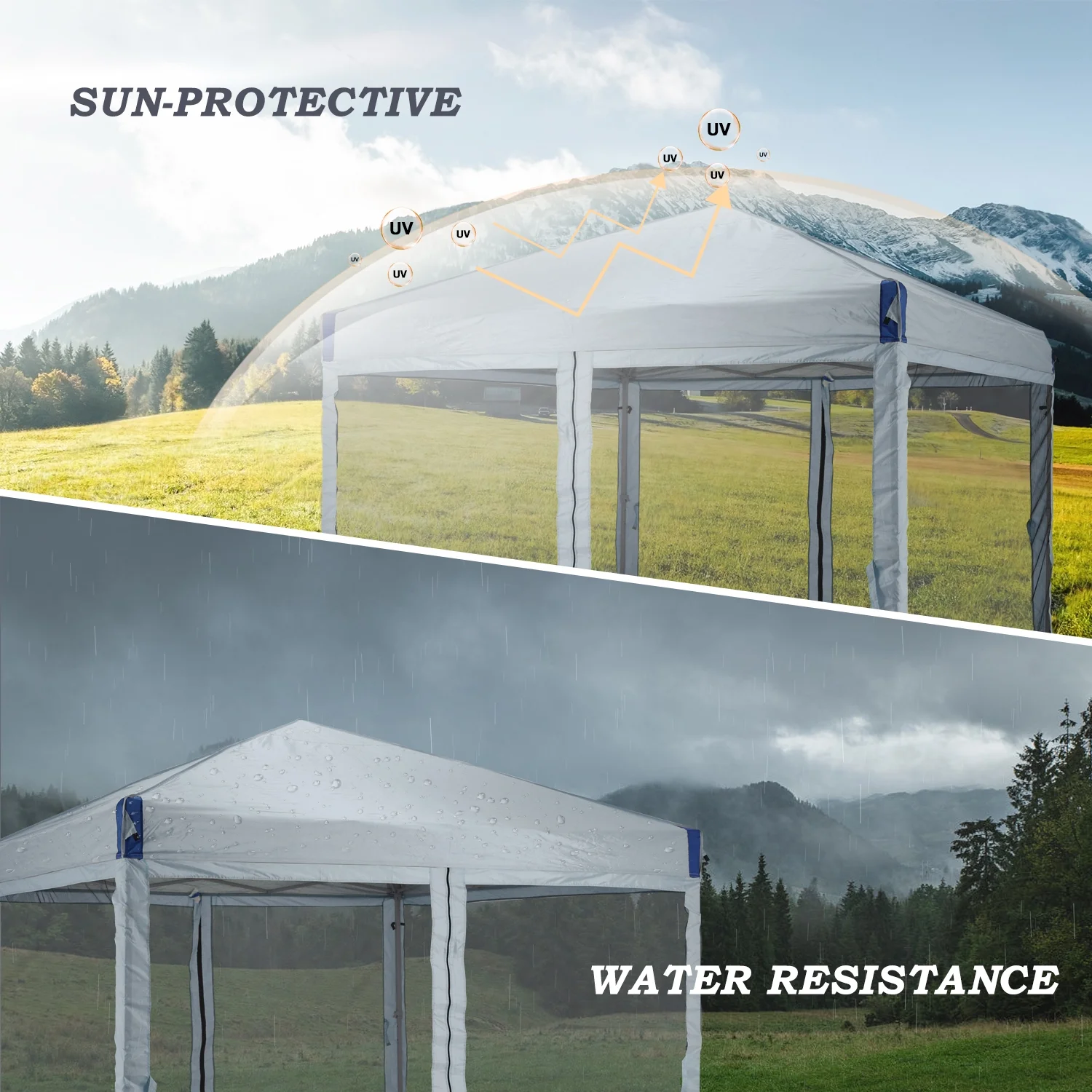 Aoodor 12'x12' Pop Up Canopy with Removable Mesh Sidewalls, Outdoor Portable Instant Shelter Tent-Black - Image 22