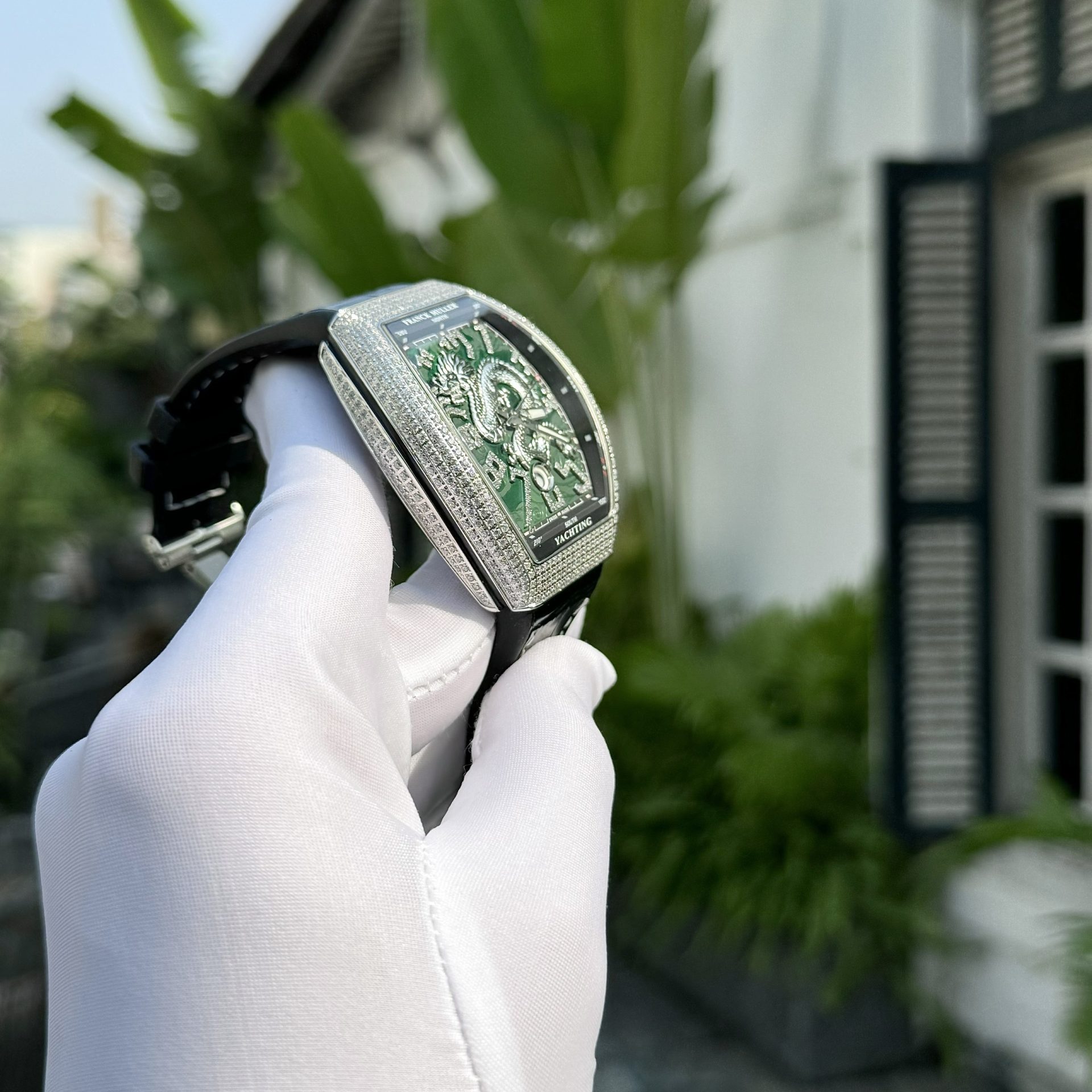 Franck Muller Replica 11 Watch V45 Green Dragon Dial With Stone  45mm - Top club