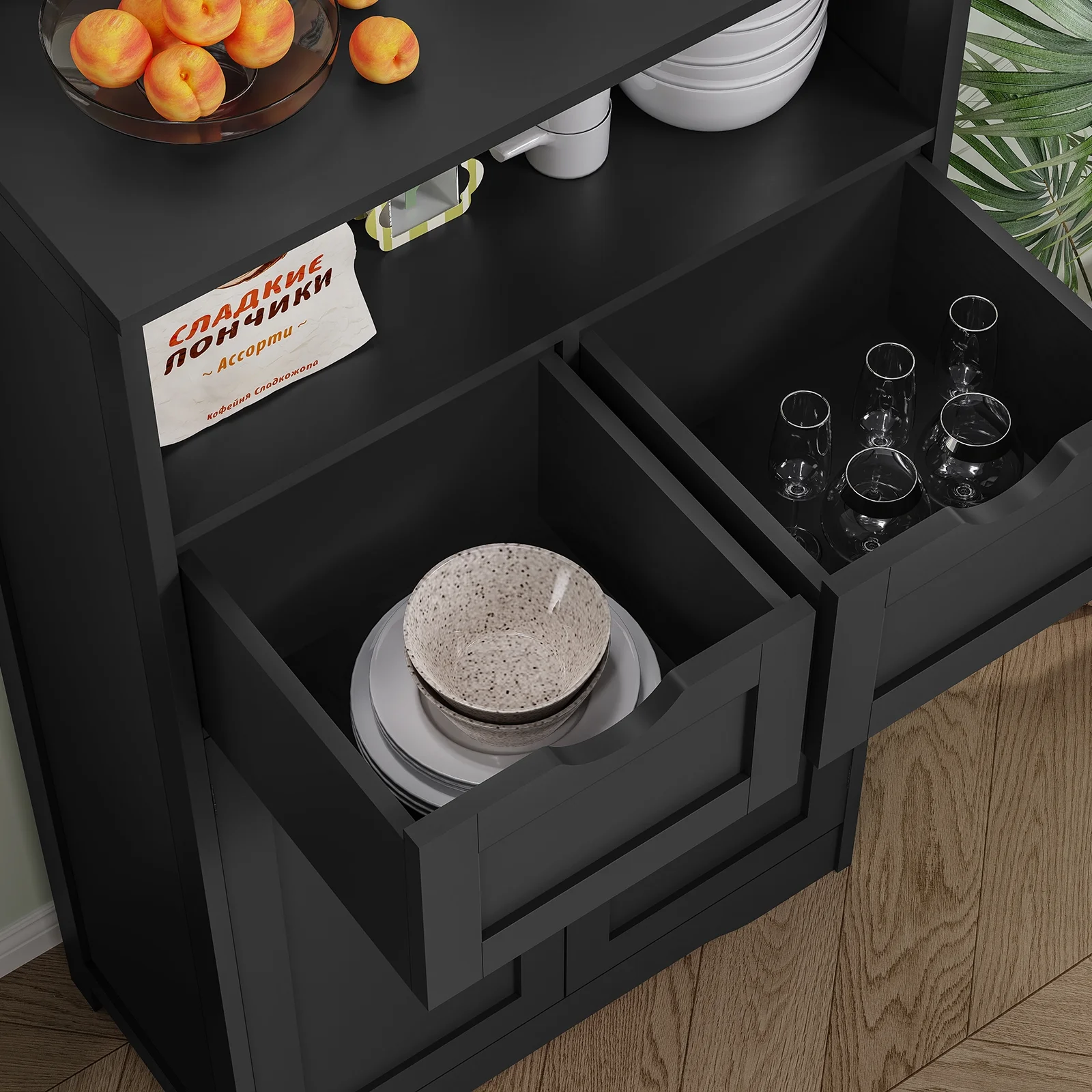 FANGSUM Rattan Storage Cabinet with 2 Drawers & 2 Shelves, Floor Cabinet for Living Room - Image 52