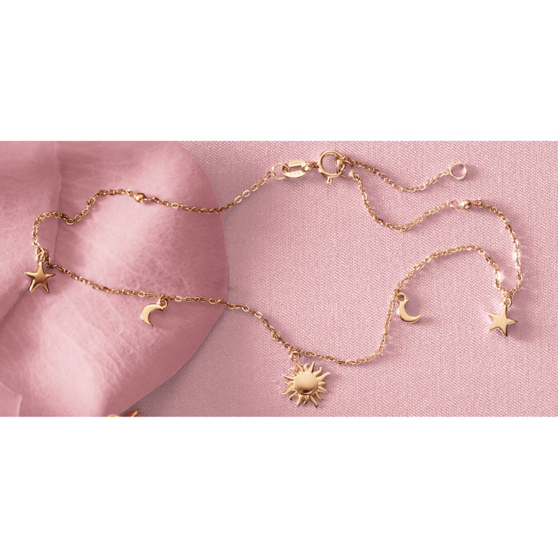 10K Gold Celestial Charm Anklet - MIDNIGHT VELVET CATALOG