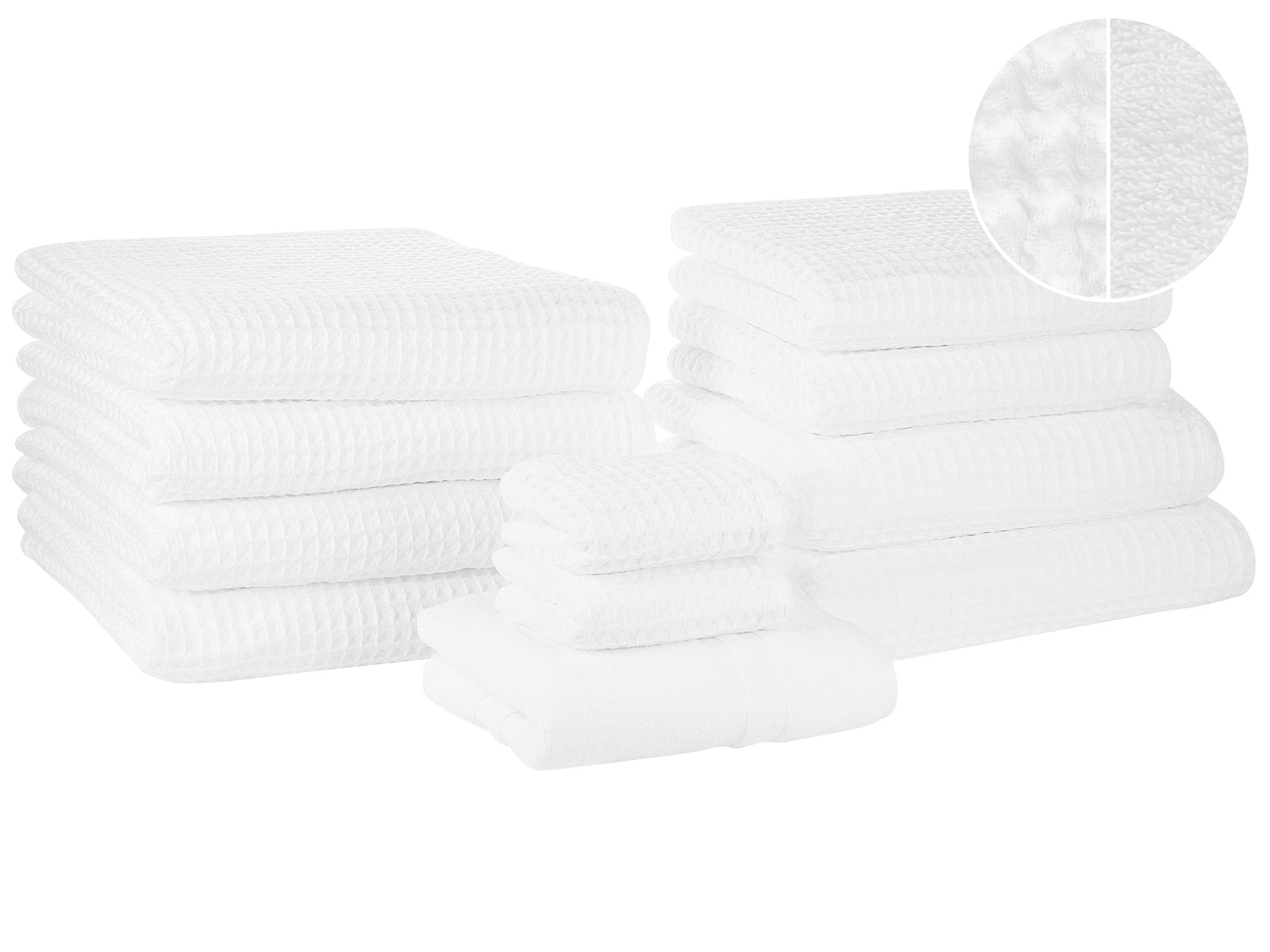 Set of 11 Towels AREORA Cotton White