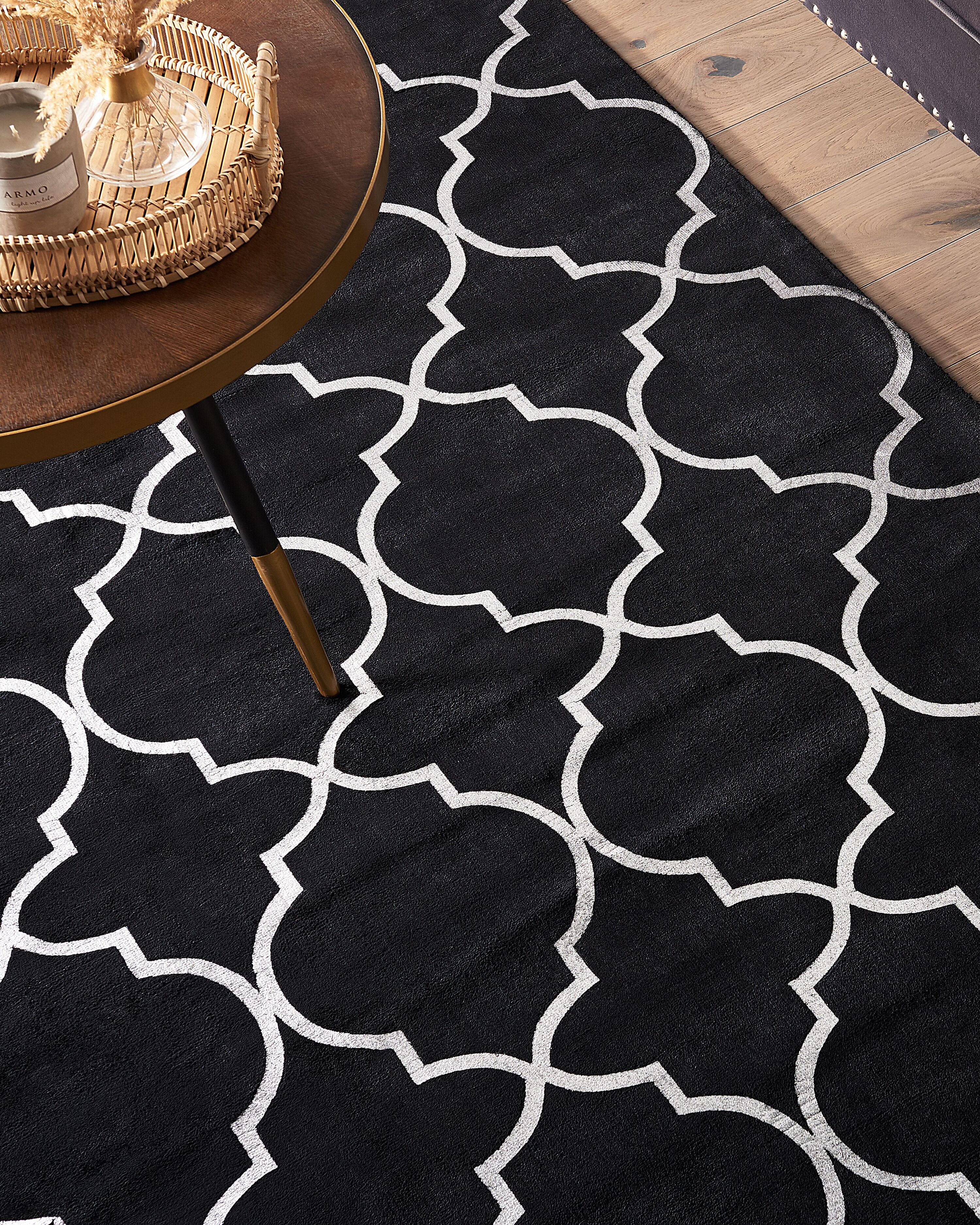 Rug YELKI Black 140 x 200 cm Viscose