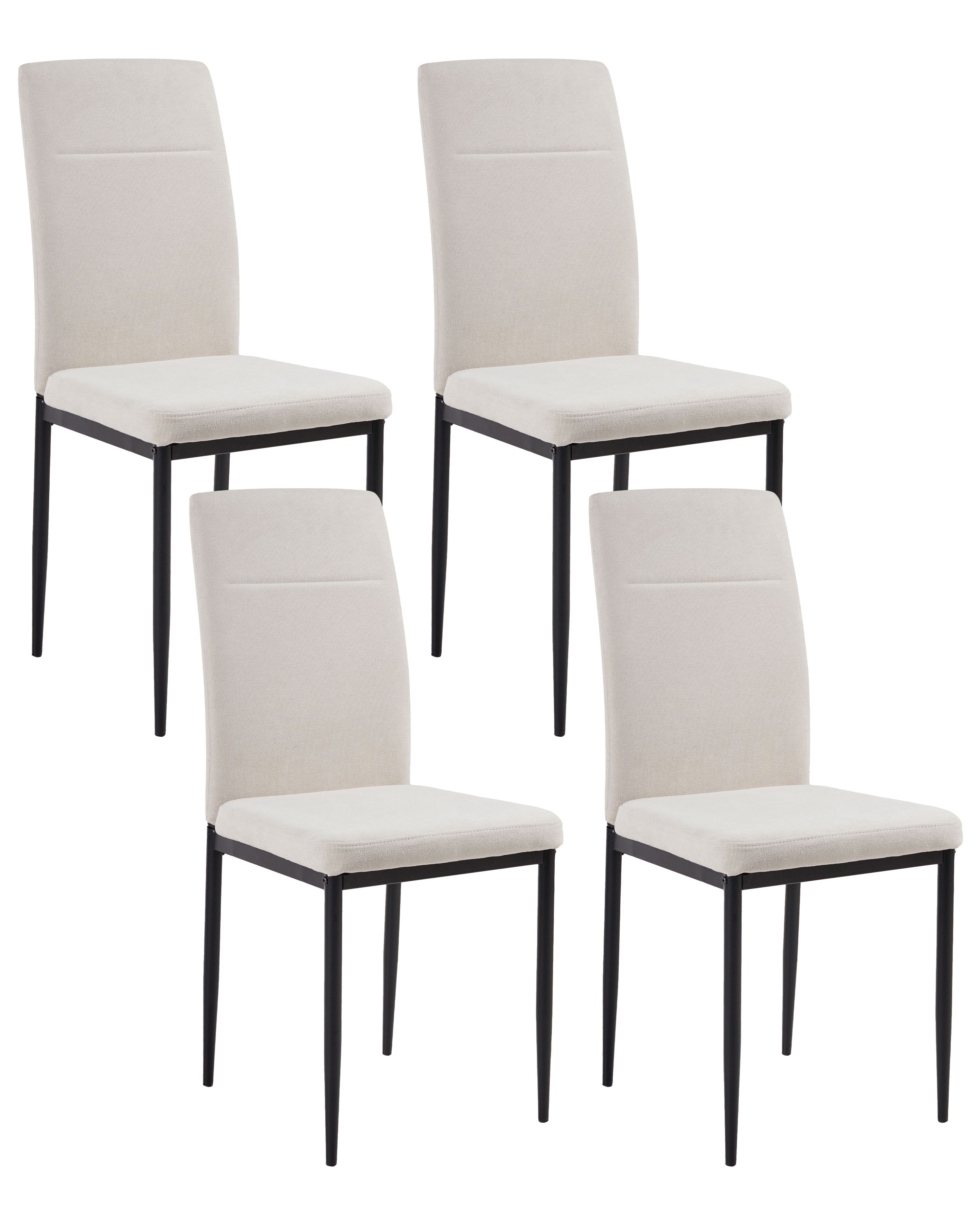 Set of 4 Dining Chairs RINER Fabric Light Beige