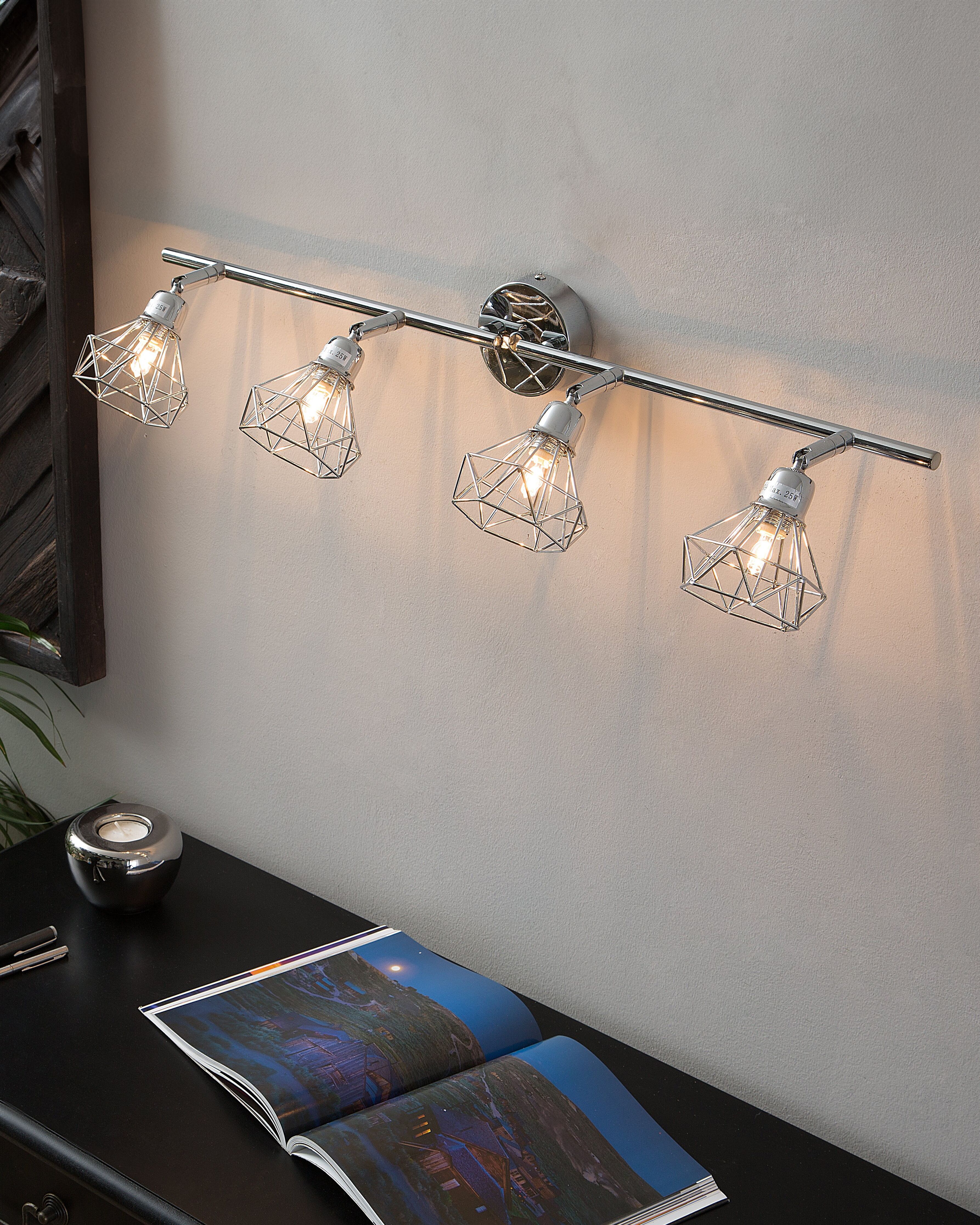 4 Light Spotlight ERMA Adjustable Metal Silver