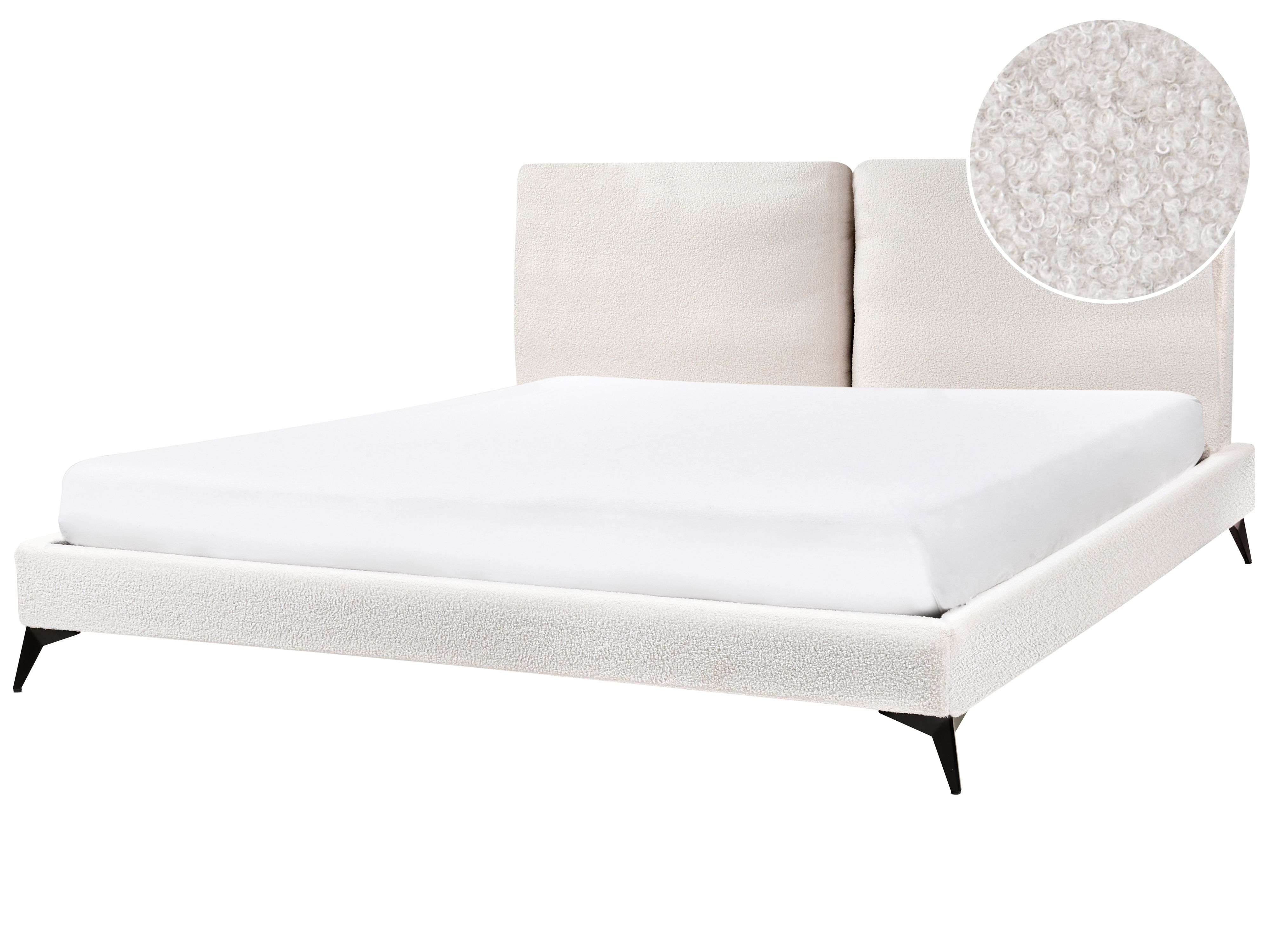 Bed Boucle MELLE 180 x 200 cm (EU Super King) Off-White