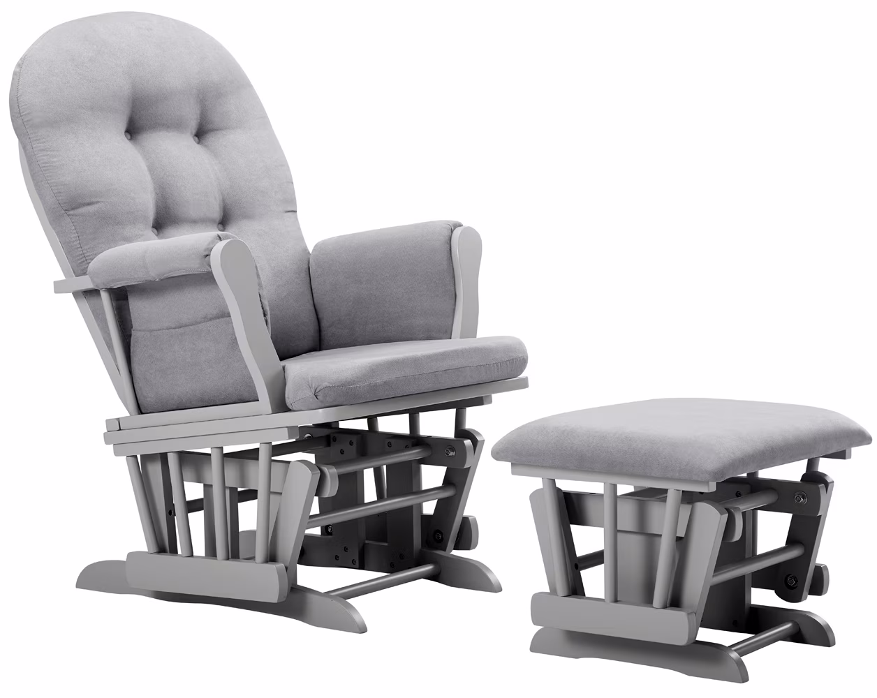Angel Line Windsor Glider and Ottoman, Natural Finish with Gray Cushions - Image 20