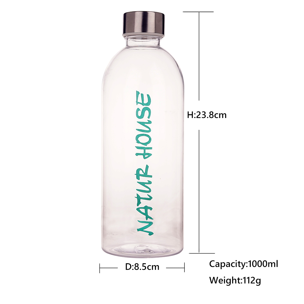 1000ml Plastic Sports Water Bottle with Stainless Steel Lid BPA Free Lightweight Portable Drink Bottle for Promotional Gift OEM
