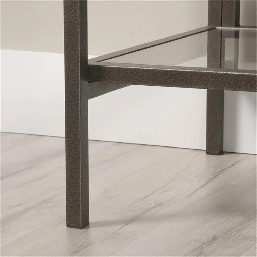 Pemberly Row 5-Shelf Modern Metal Bookcase in Gold Satin/Faux Deco Stone - Image 19