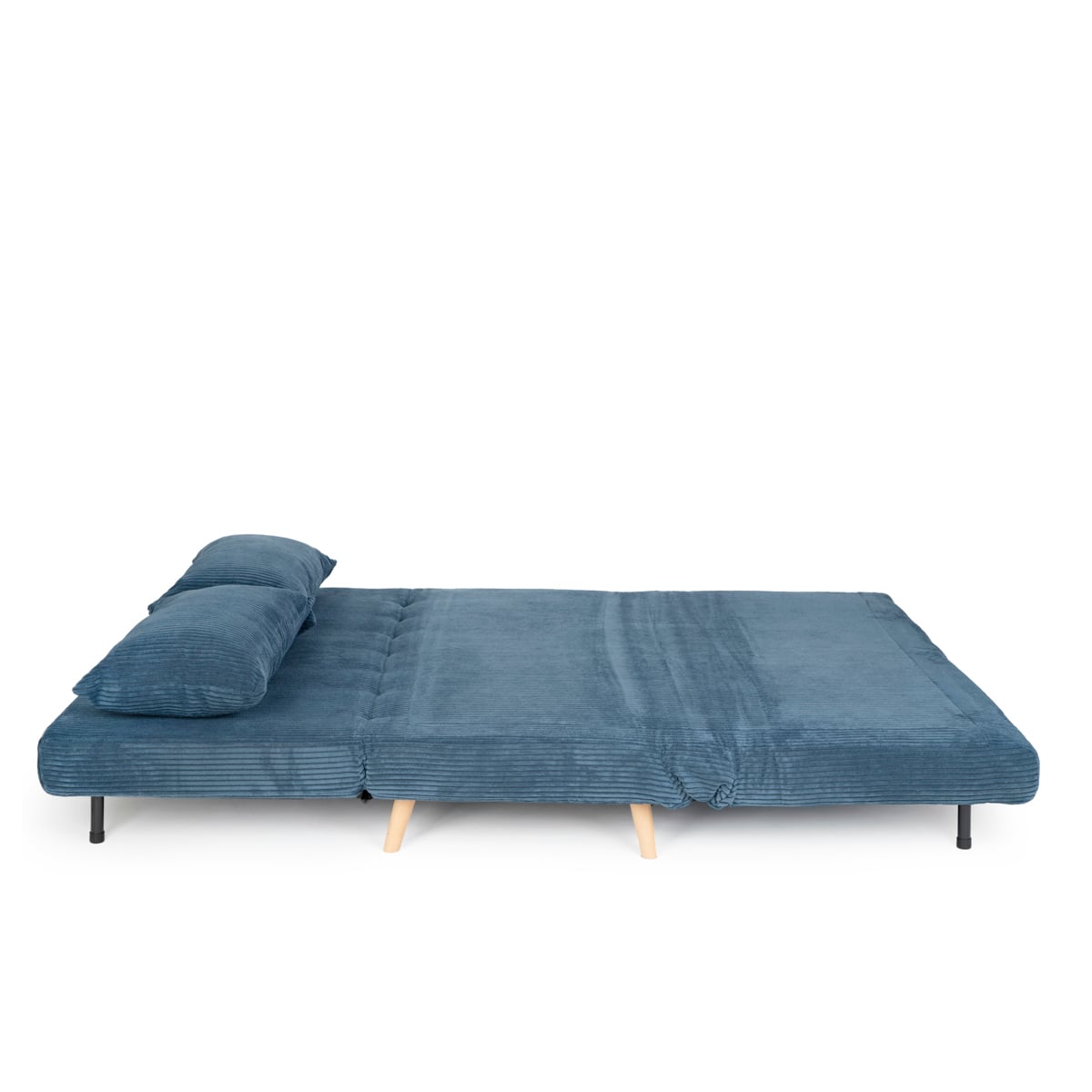 Sofa SOLACE 2-osobowa, z funkcją spania sztruksowa granatowa 140x91x84 cm