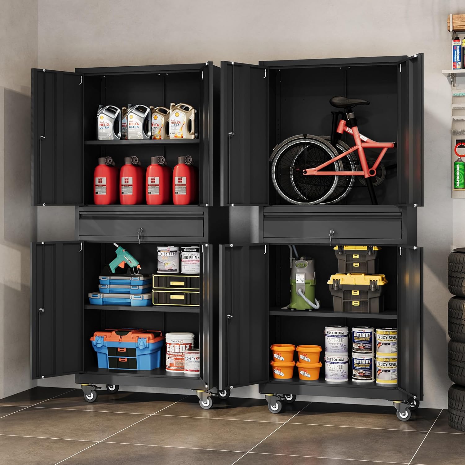 DEVAISE Metal Garage Storage Cabinet with Locking Doors and Drawer,71