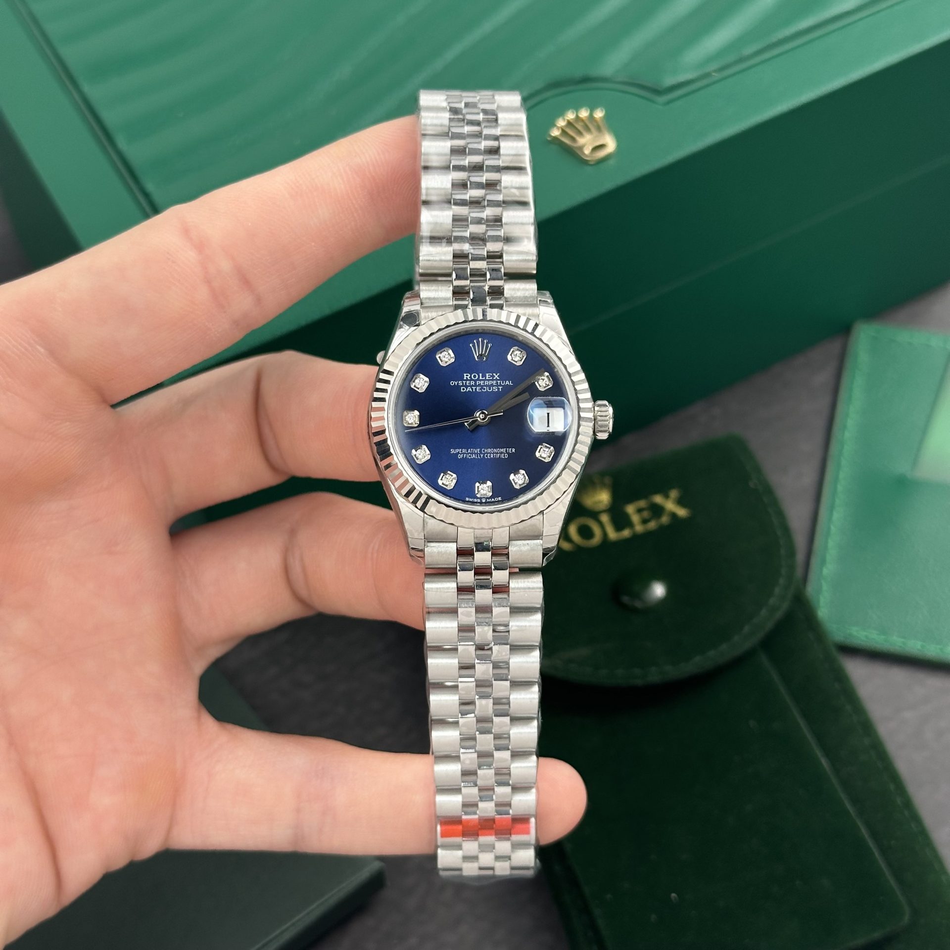 Rolex Clone Watch DateJust Womens Dial Blue 31mm - Elite Watch Atelier