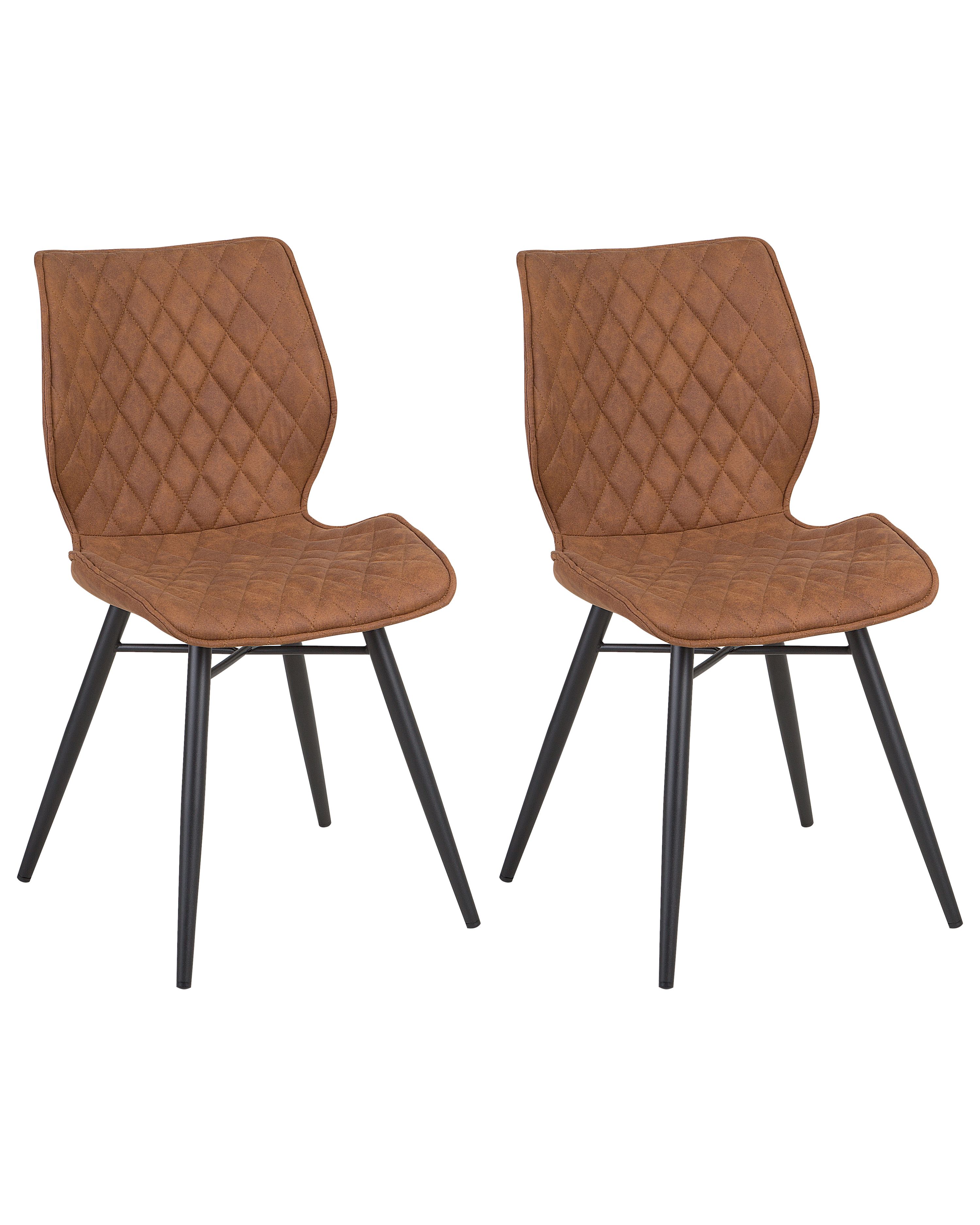 Set of 2 Dining Chairs LISLE Fabric Golden Brown