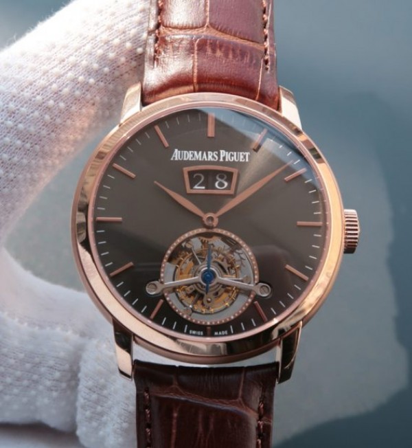 Replica Audemars Piguet TF Jules Tourbillon RG Big Date Gray Dial - Top club