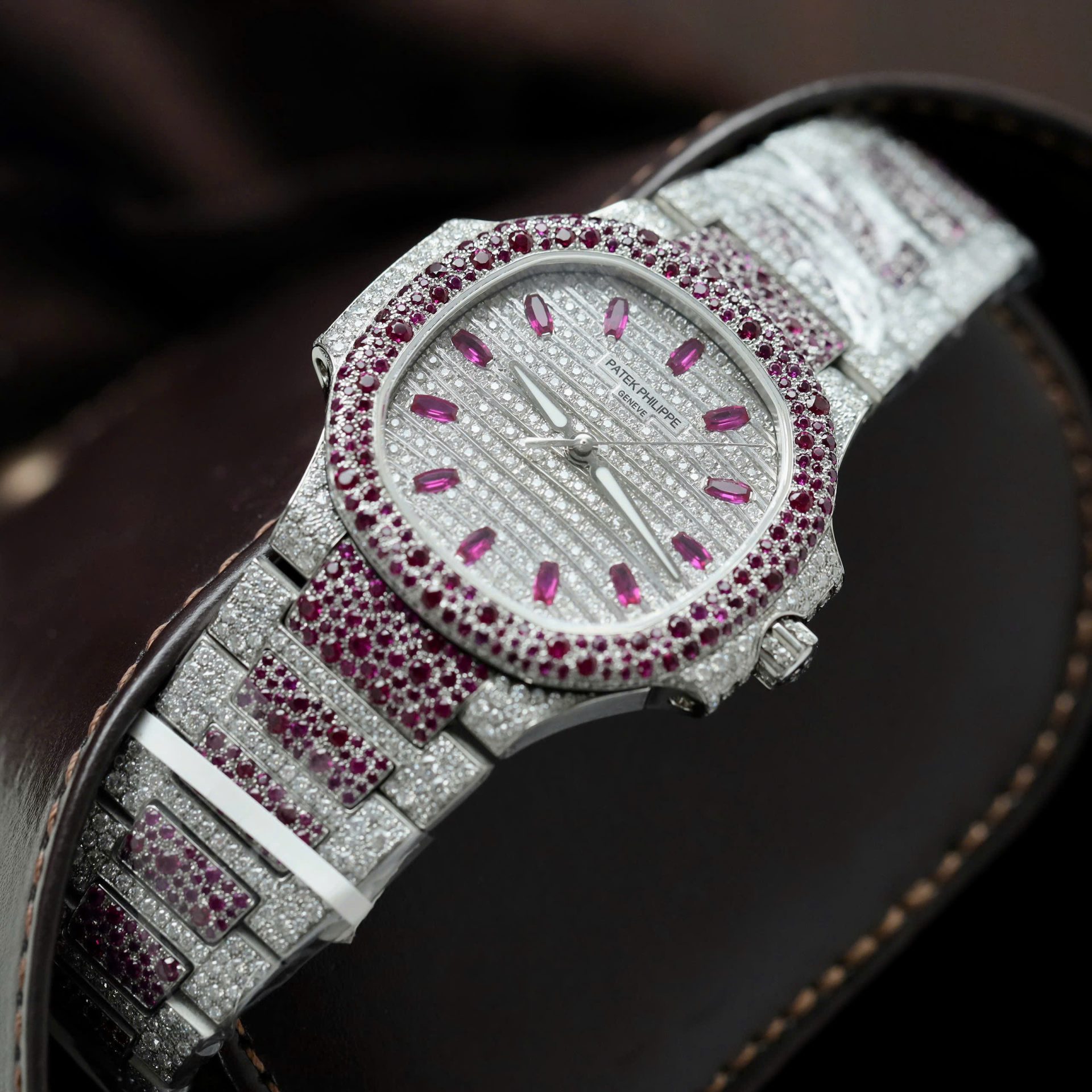 Patek Philippe Replica Watches Nautilus Haute Joaillerie 7118 Custom Full Moissanite Diamonds 35.2mm - Top club