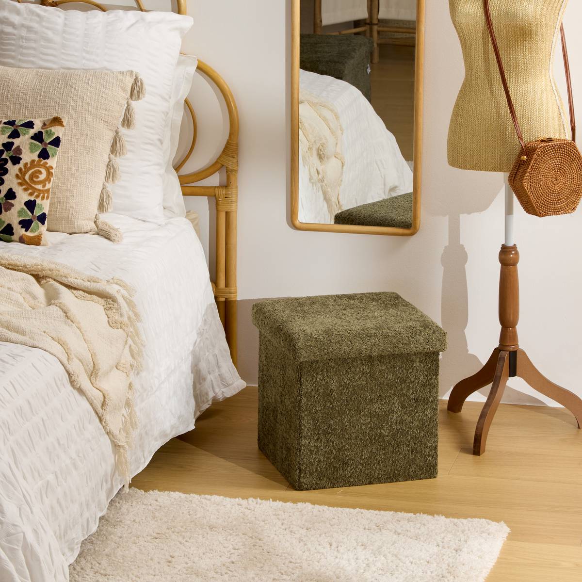 Folding Pouf "Soana" Khaki green, 38x38 cm