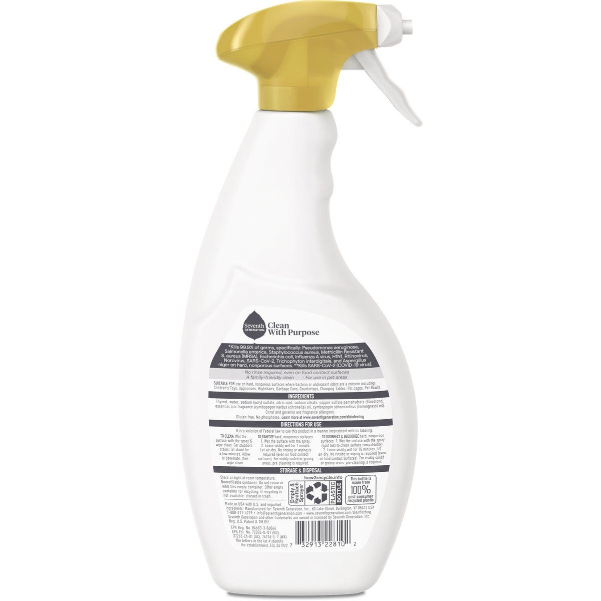 Seventh Generation 26 Oz. Lemongrass Citrus Disinfecting Multi-Surface Cleaner