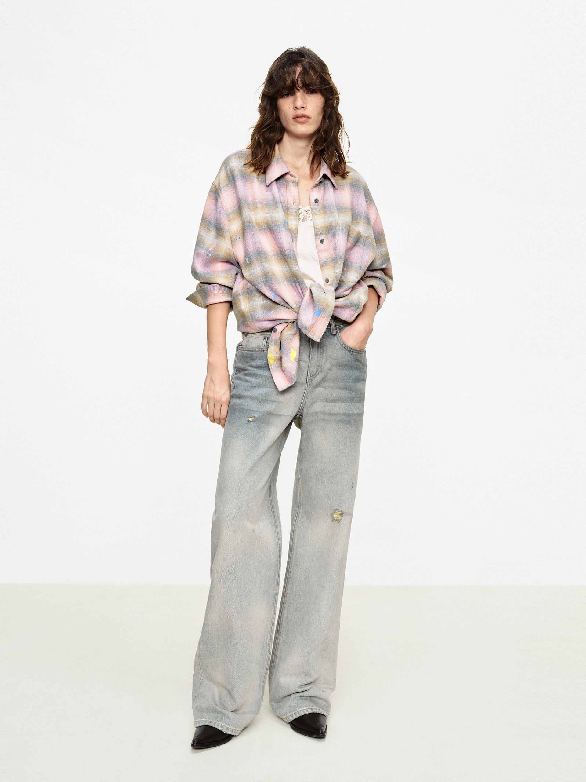 Plaid Graffiti Detail Shirt