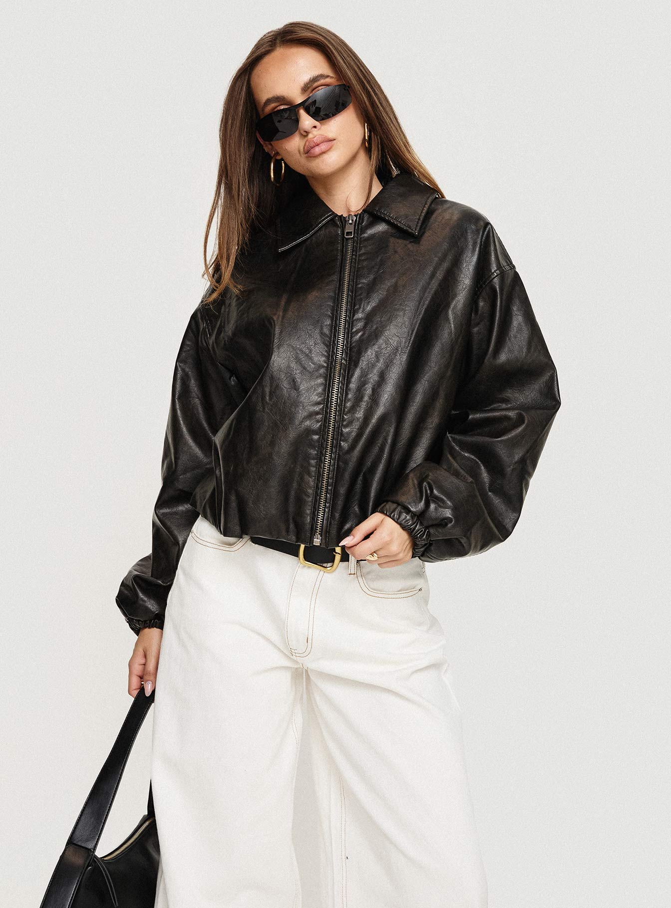 Princess Polly Nirvana Bomber Jacket Onyx