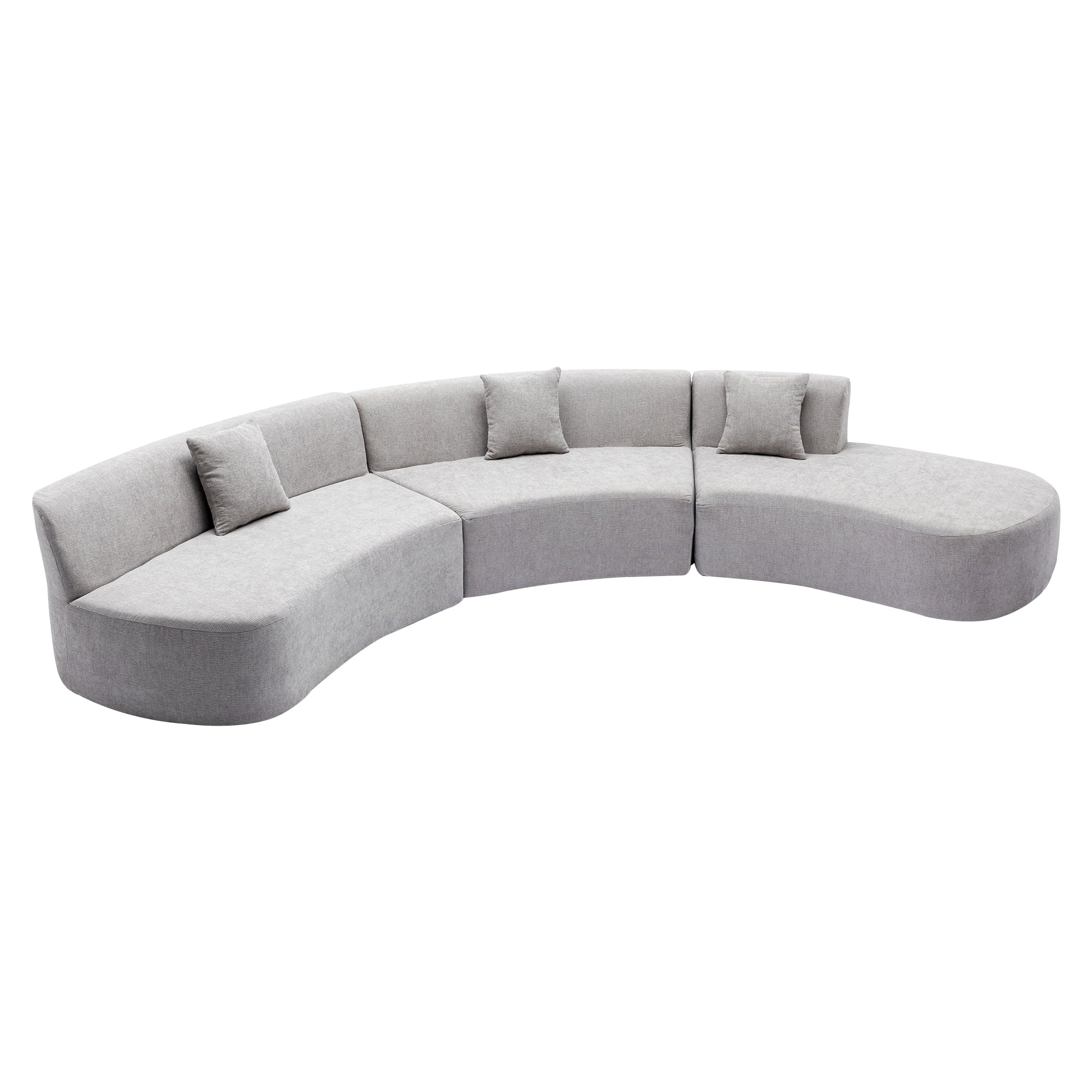 Harper & Bright Designs Modern Curved Floor Sofa Set, Modular Sectional Sponge Couch for Living Room, 2 PC Free Combination No Assembly Foam-Filled Sofa, Beige - Image 57